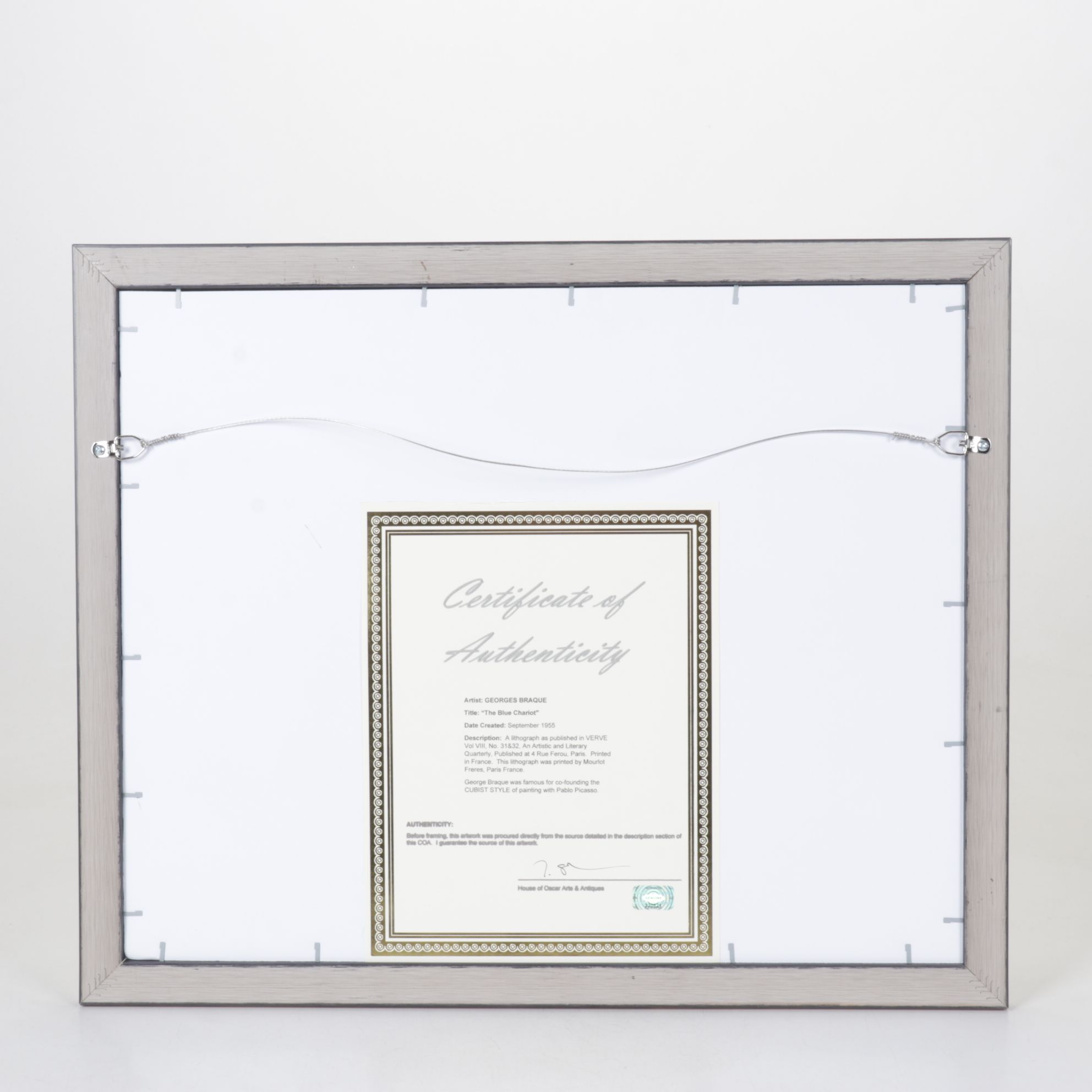 Lithograph After Georges Braque "The Blue Chariot," 1955