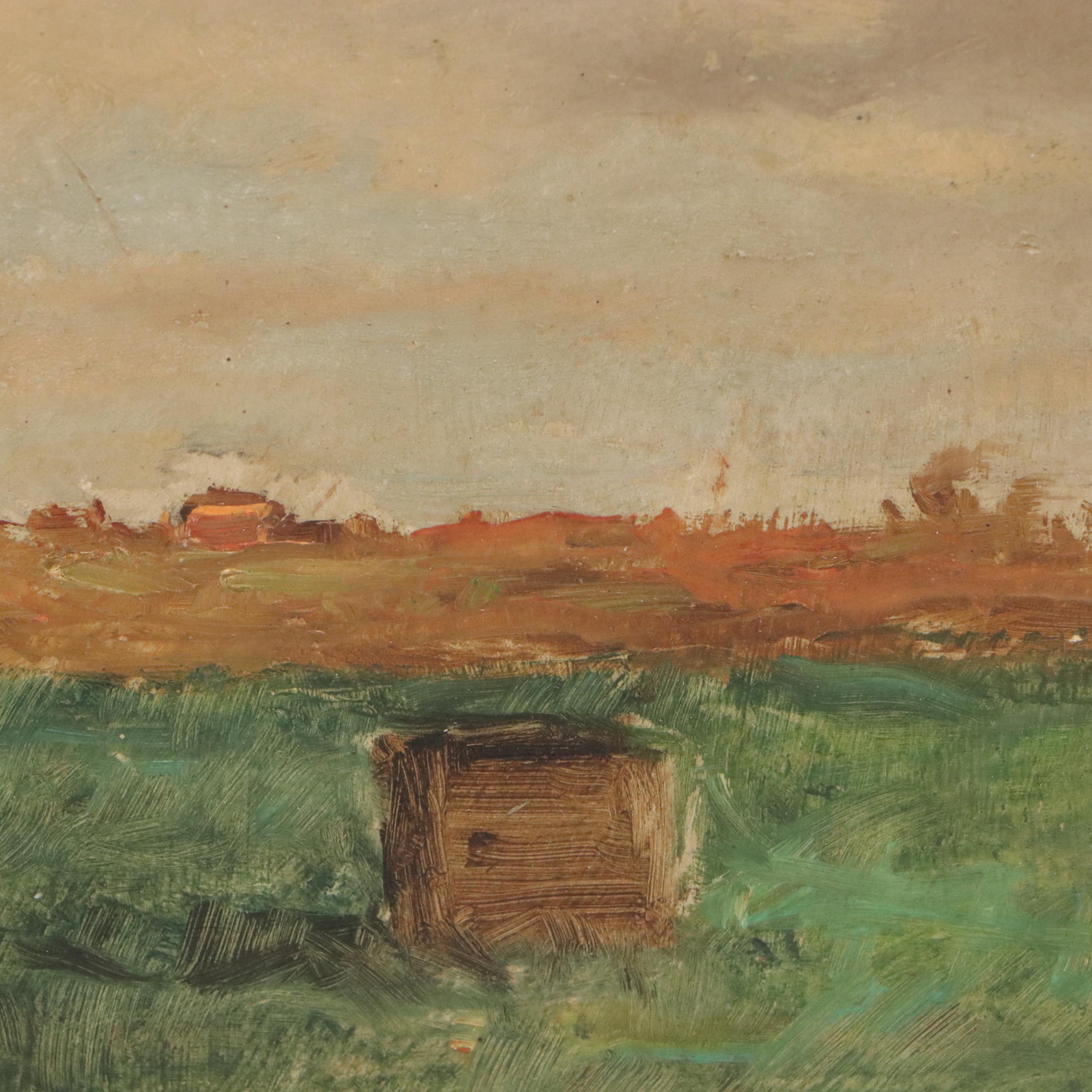 Josef Schilhabel Painting Farmhouse with Windmill, Early to Mid-20th Century
