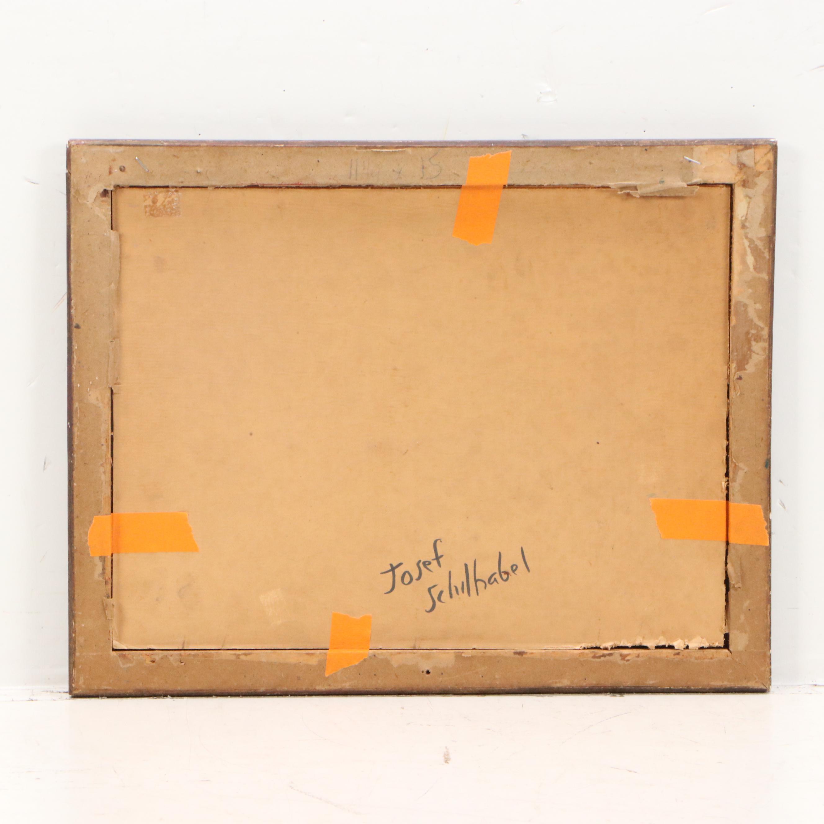 Josef Schilhabel Painting Farmhouse with Windmill, Early to Mid-20th Century