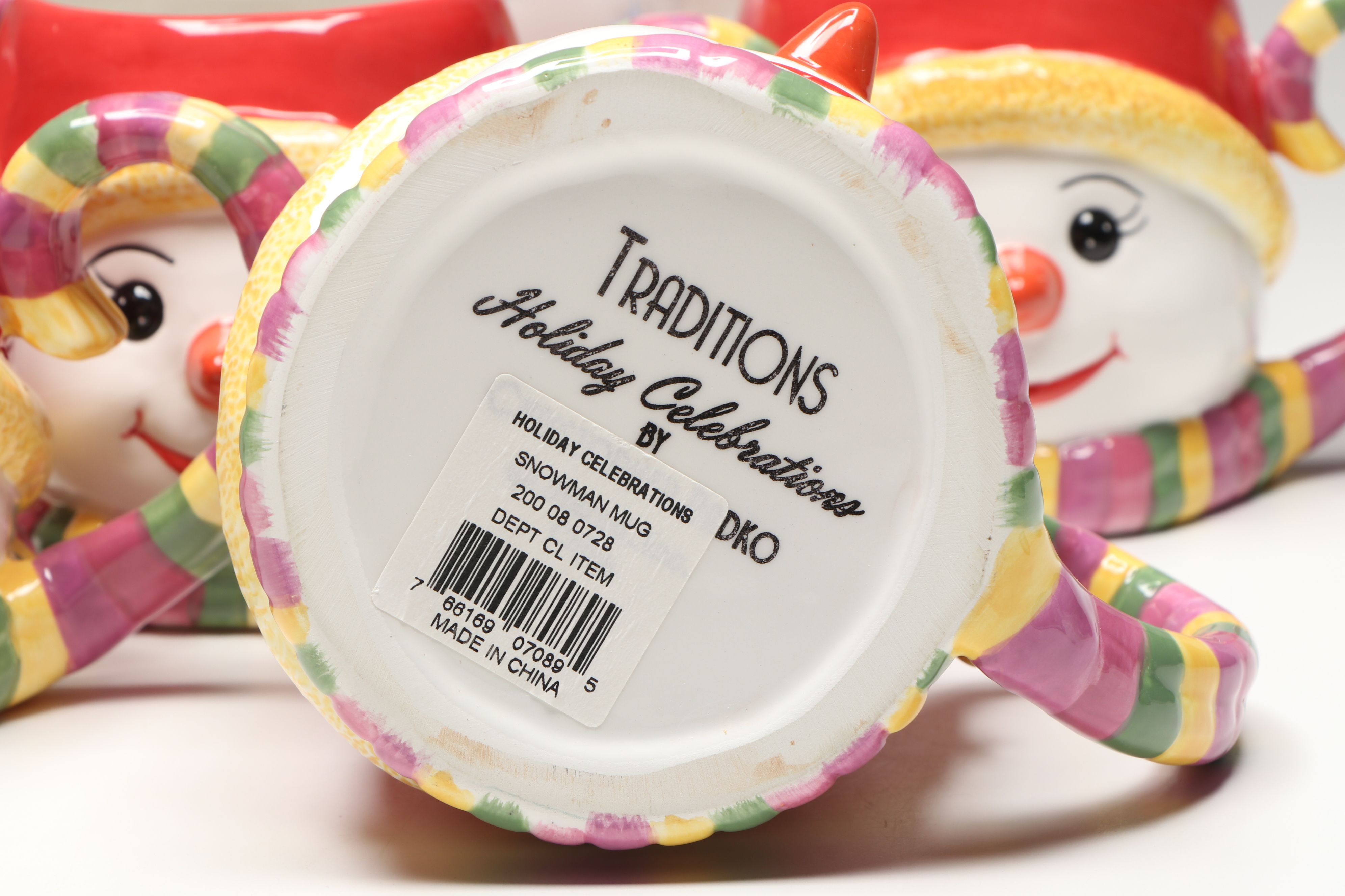 Christopher Radko "Holiday Celebrations" Snowman Teapot and Mugs with Bowl