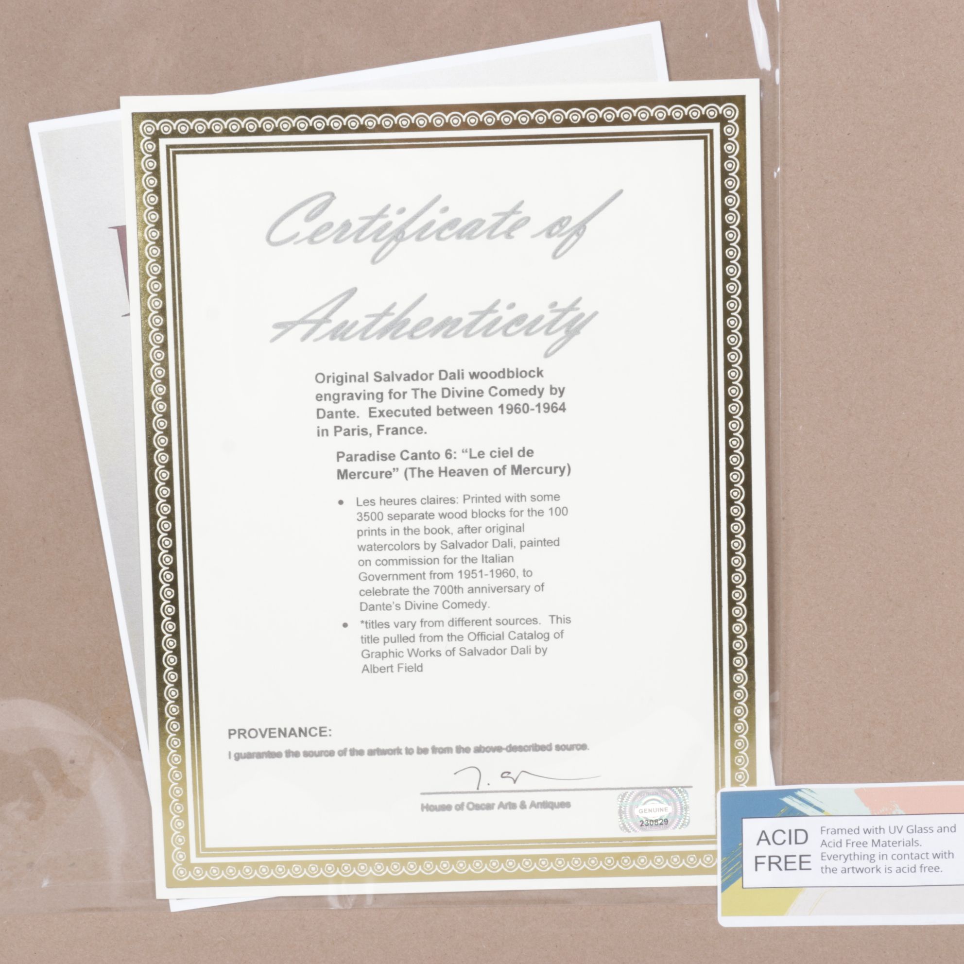 Salvador Dalí Wood Engraving "Le ciel de Mercure"