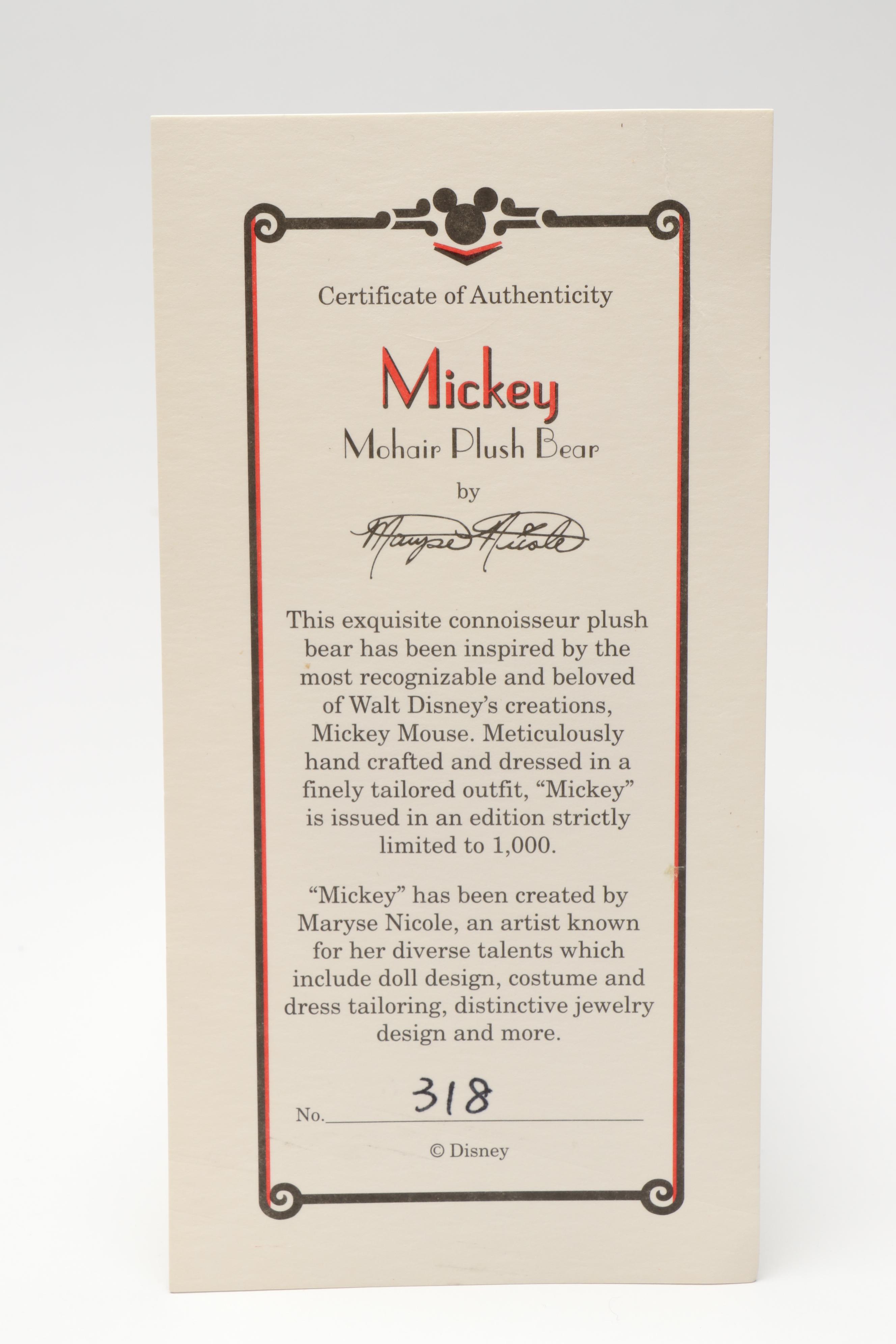 Maryse Nicole "Mickey" Mohair Plush Bear