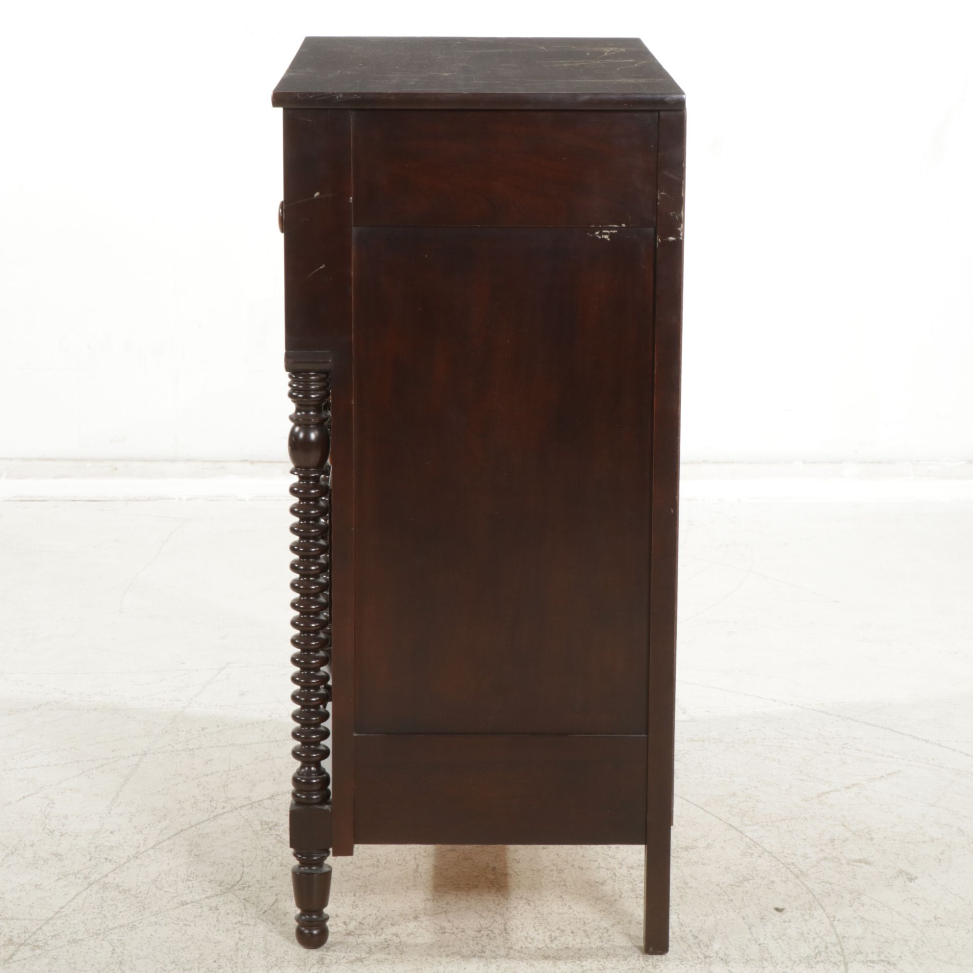 Jenny Lind Style Mahogany Chest of Drawers, Late 19th Century