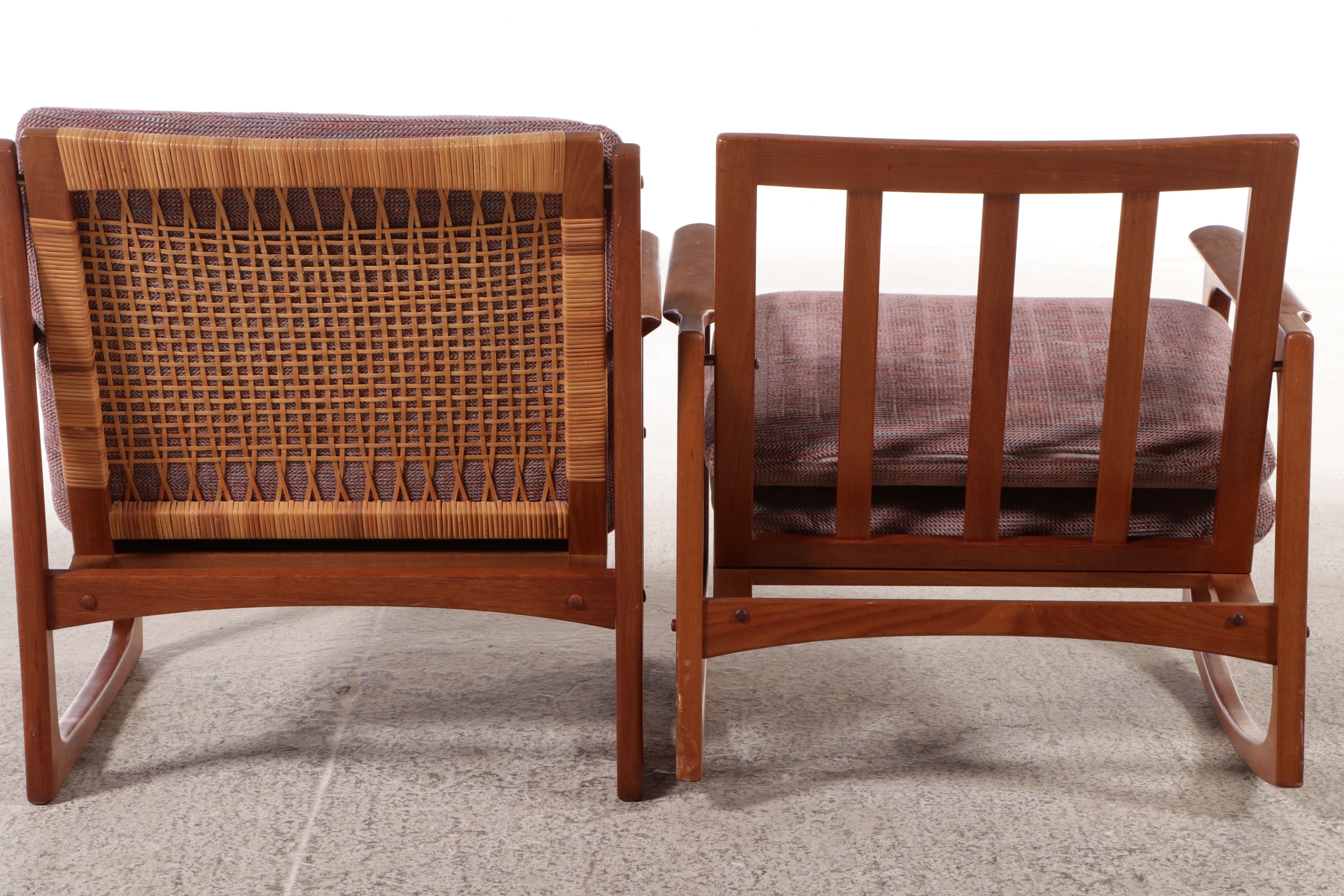 Danish Modern Teak Armchair and Rocking Chair, Style of Ole Wanscher