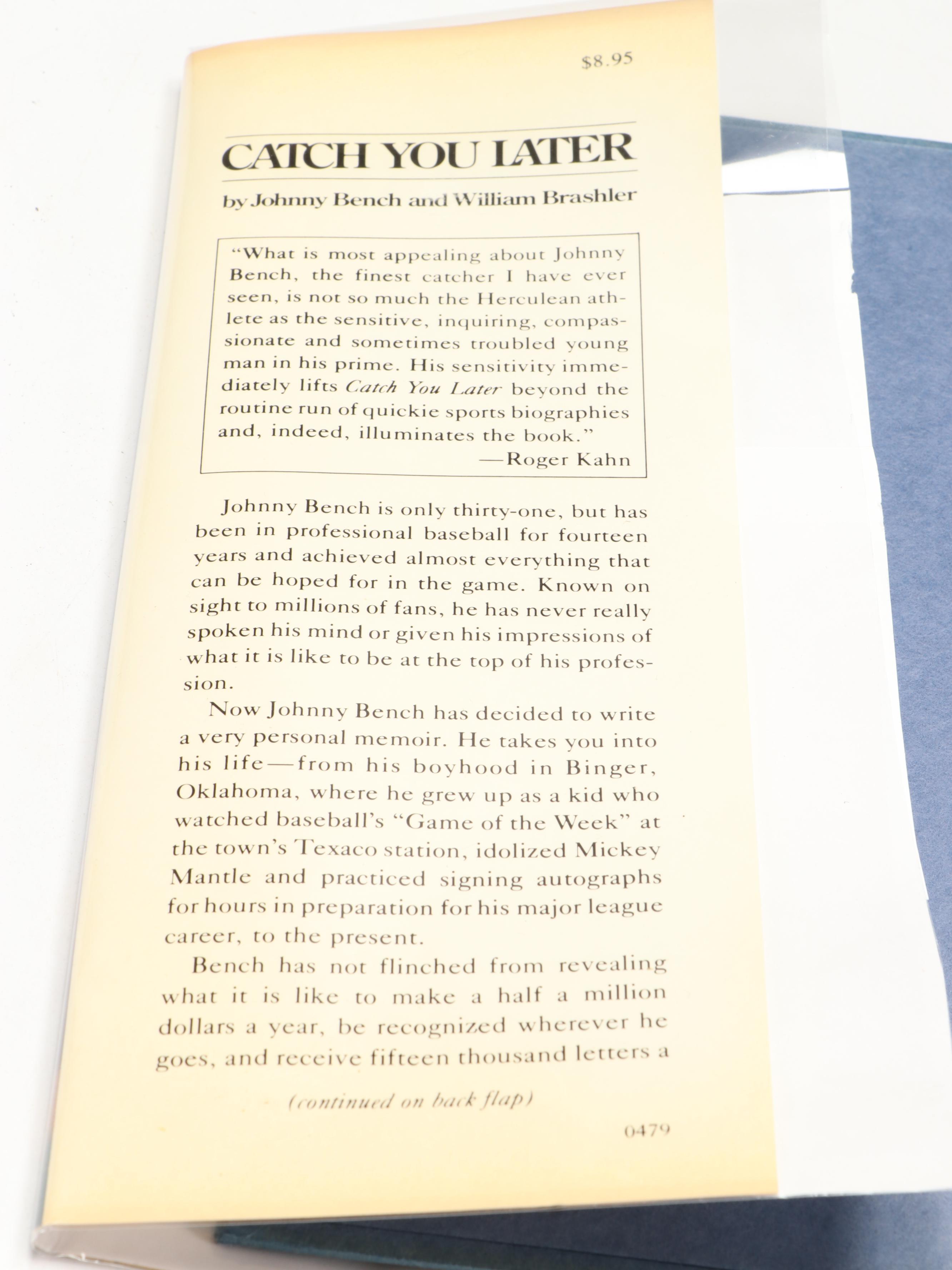 Signed First Edition "Catch You Later" by Johnny Bench, 1979