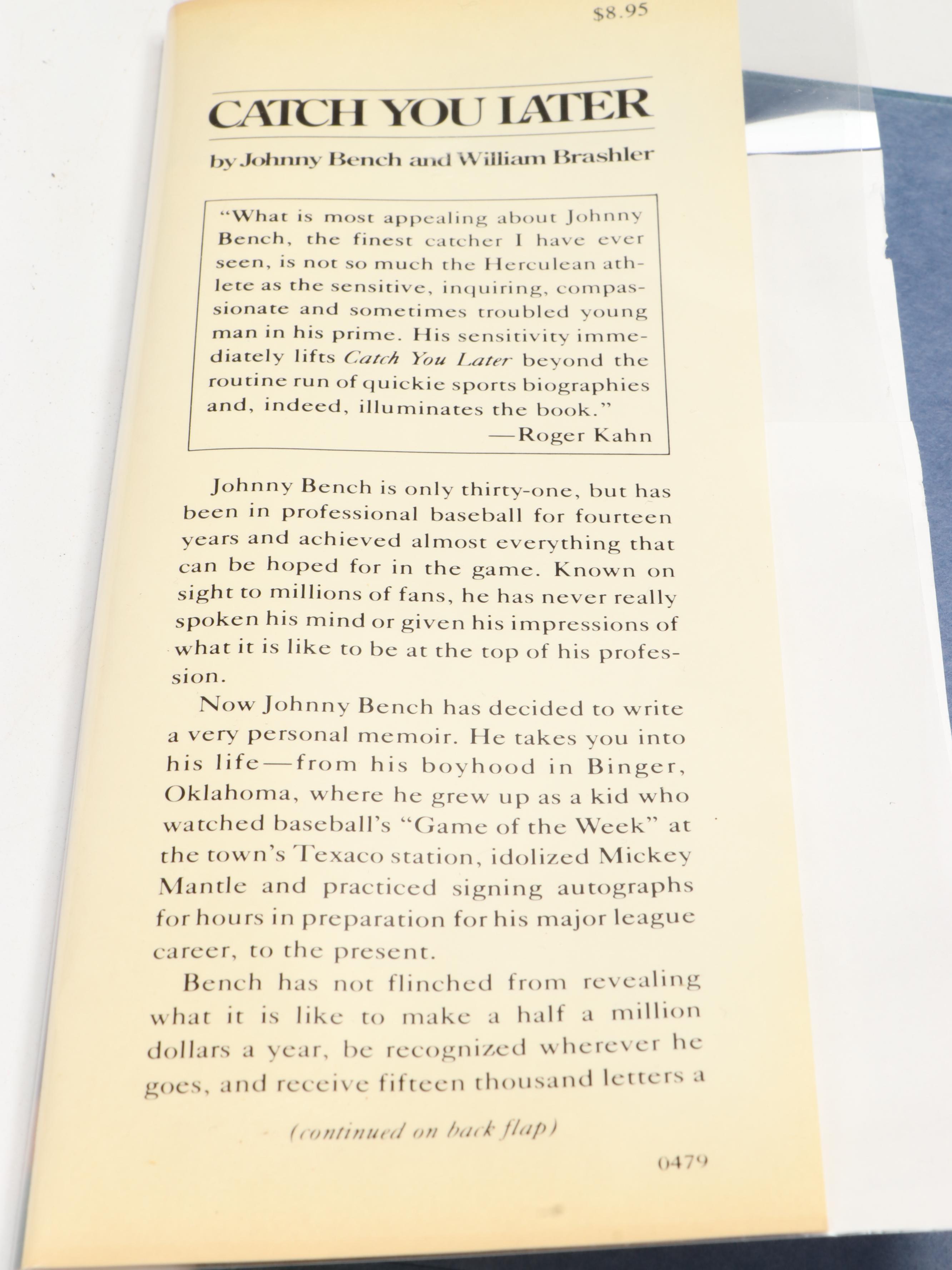 Signed First Edition "Catch You Later" by Johnny Bench, 1979