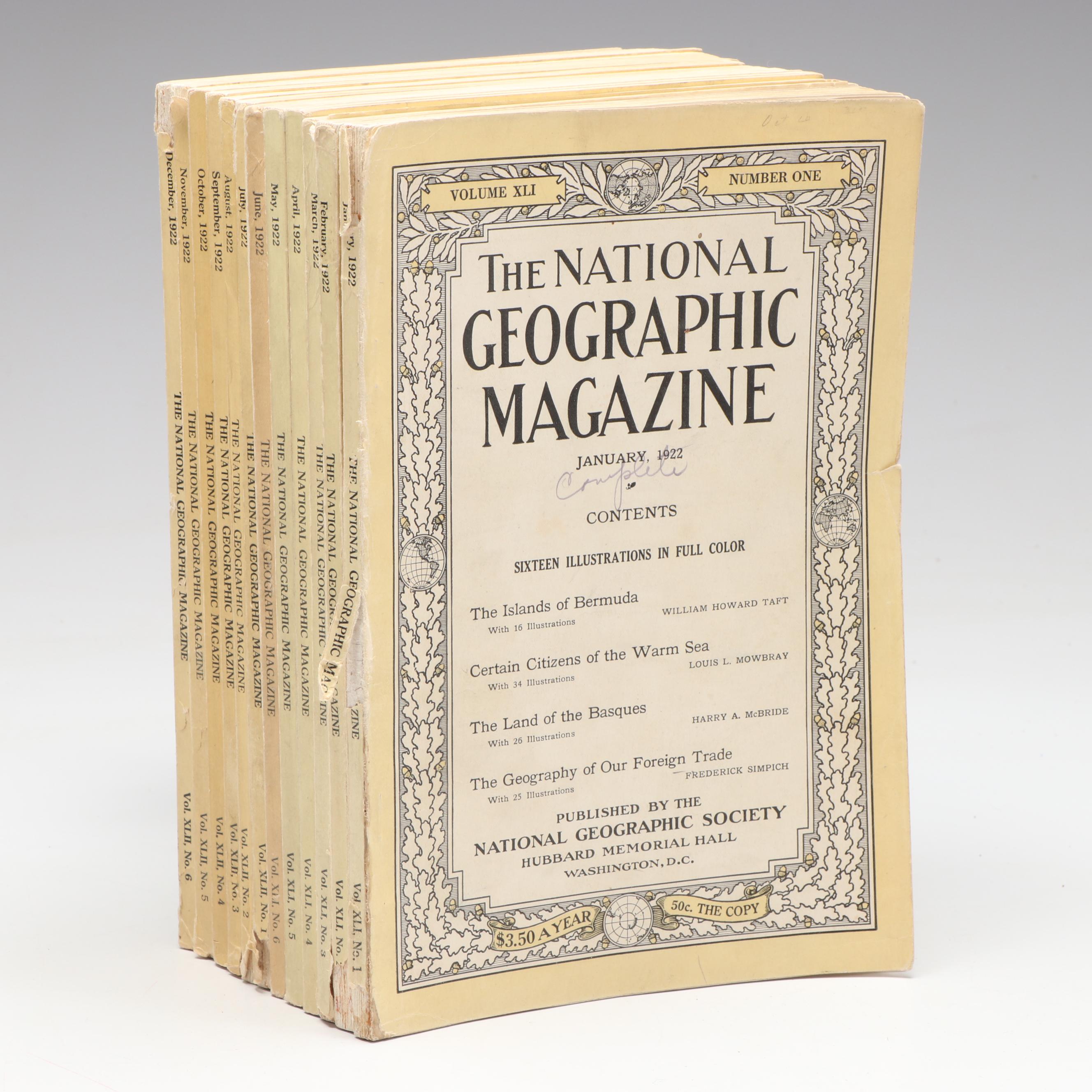 "The National Geographic Magazine" Vol. XLI and XLII Full Year Set, 1922