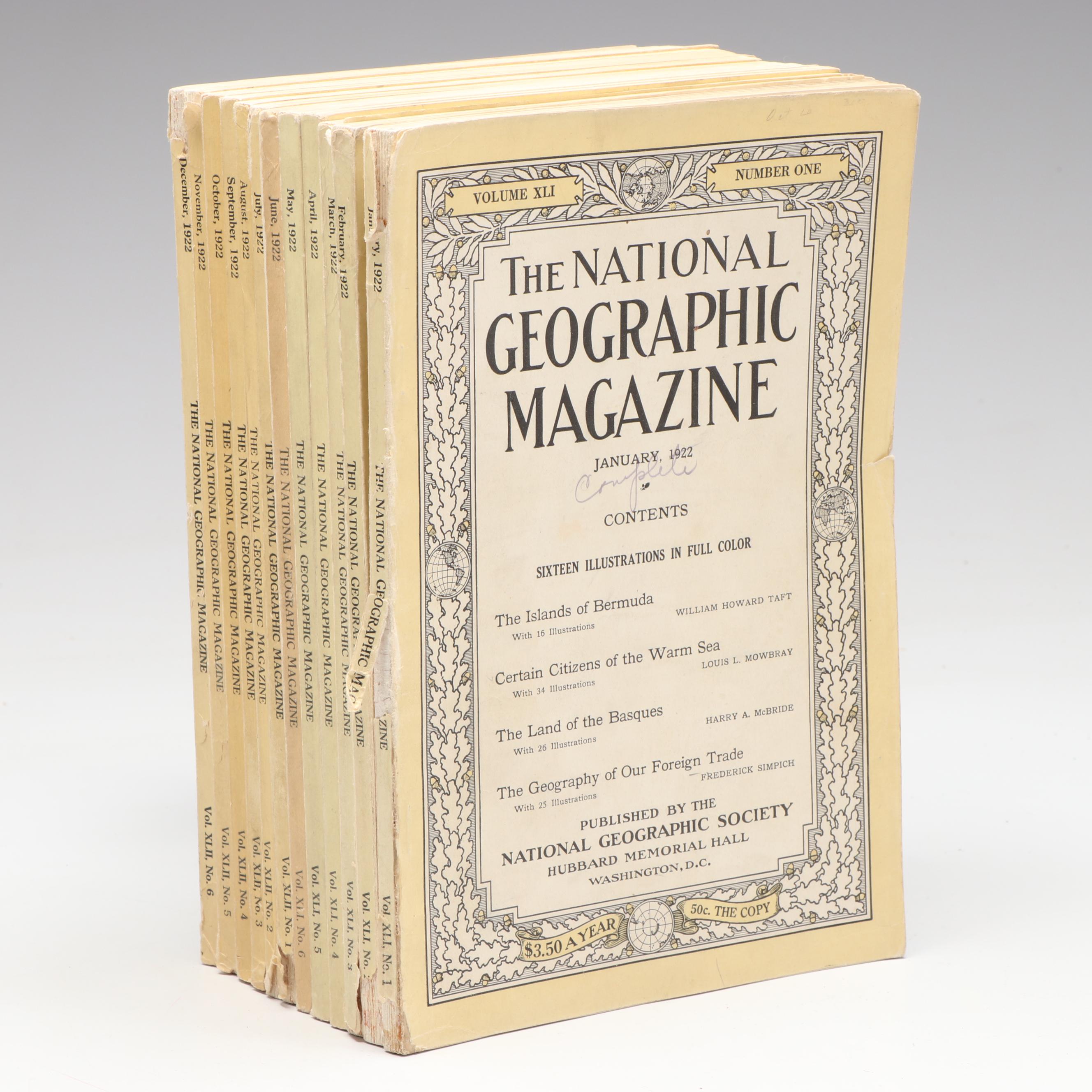 "The National Geographic Magazine" Vol. XLI and XLII Full Year Set, 1922