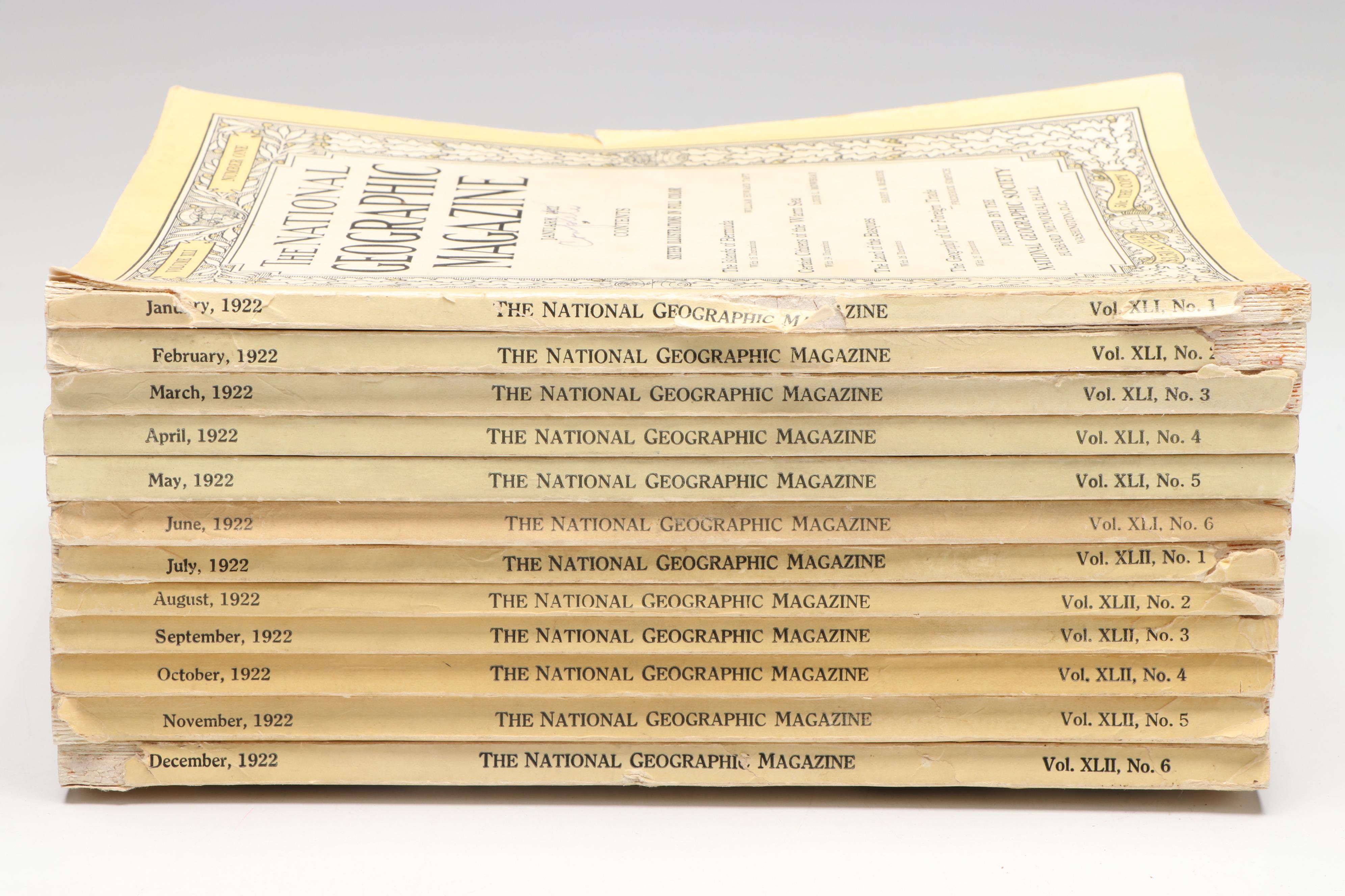 "The National Geographic Magazine" Vol. XLI and XLII Full Year Set, 1922