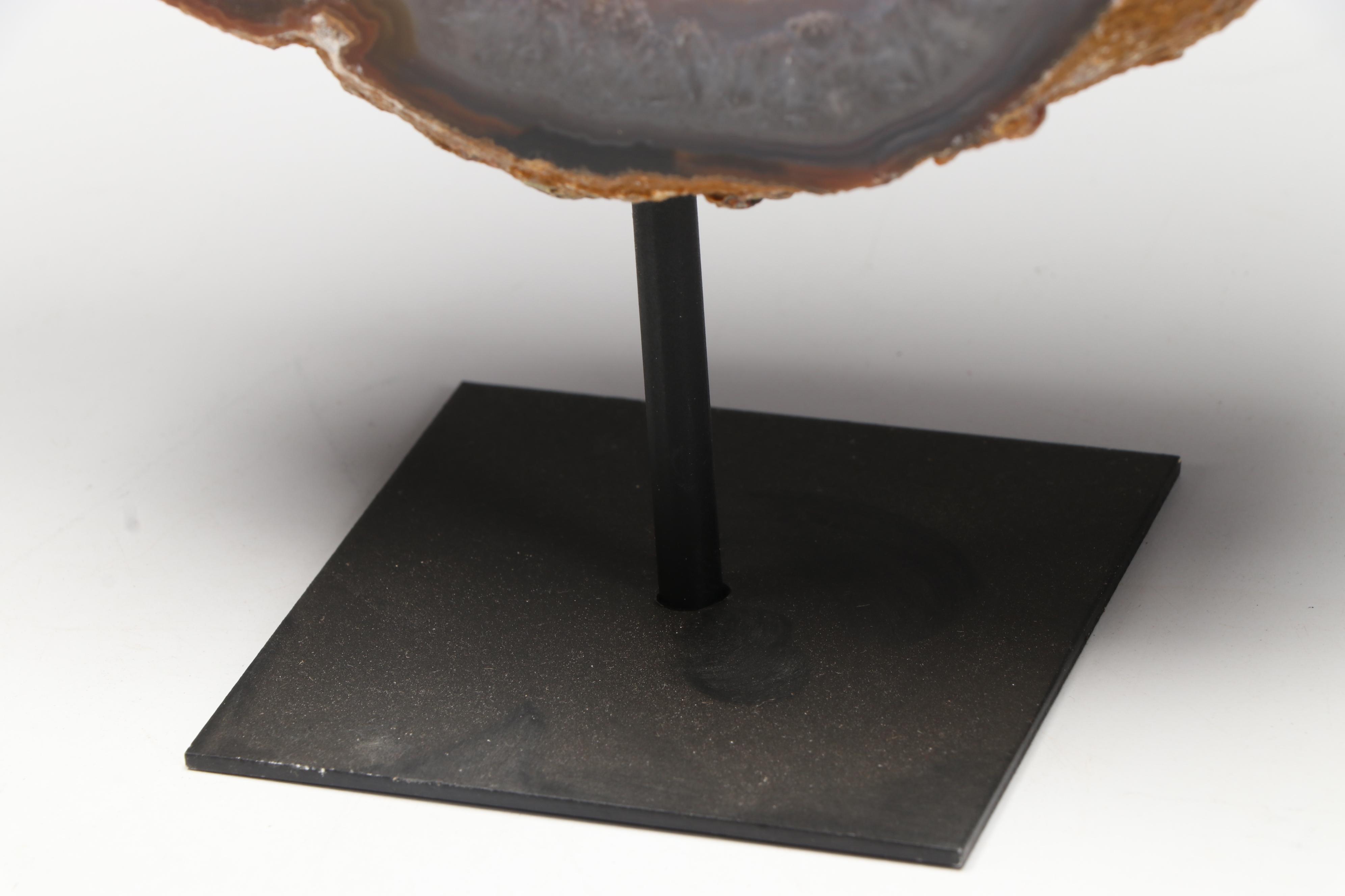 Thunderegg Half with Blue Lace and Banded Agate on Custom Stand