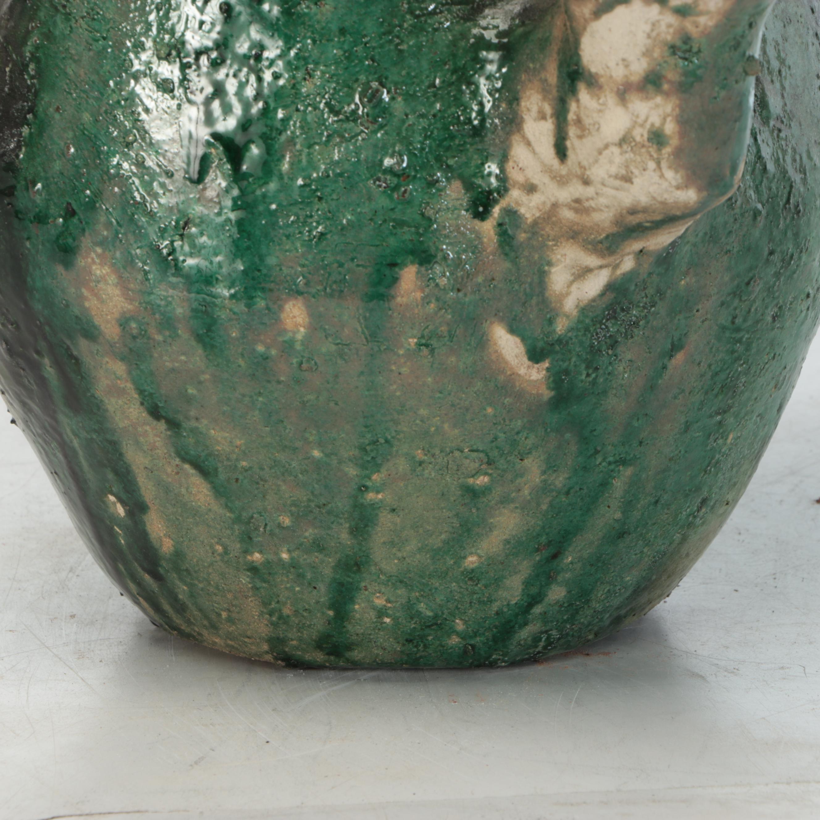 Tamegroute Pottery Green Glaze Candlestick Holder Vase