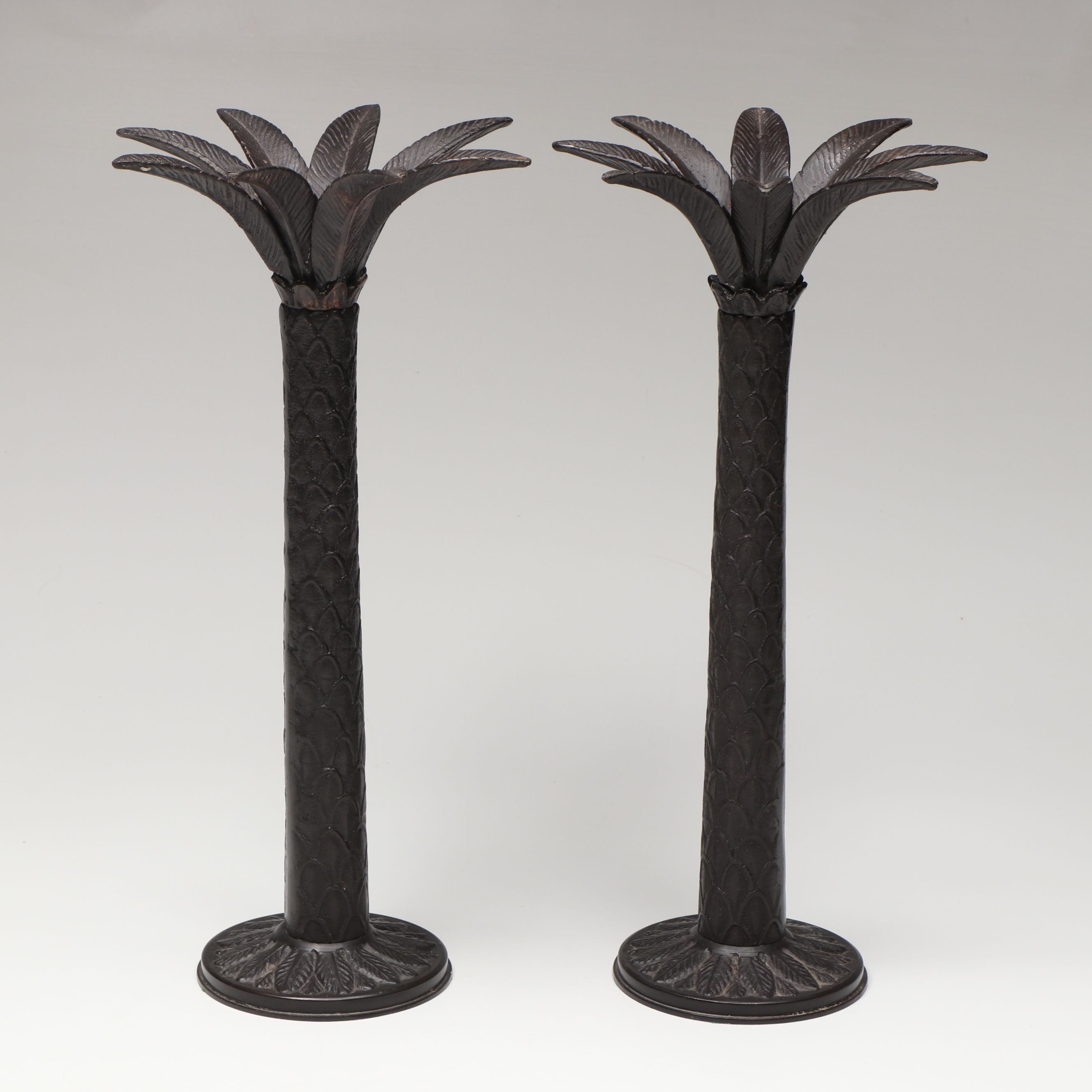 Metal Palm Tree Form Candle Holders