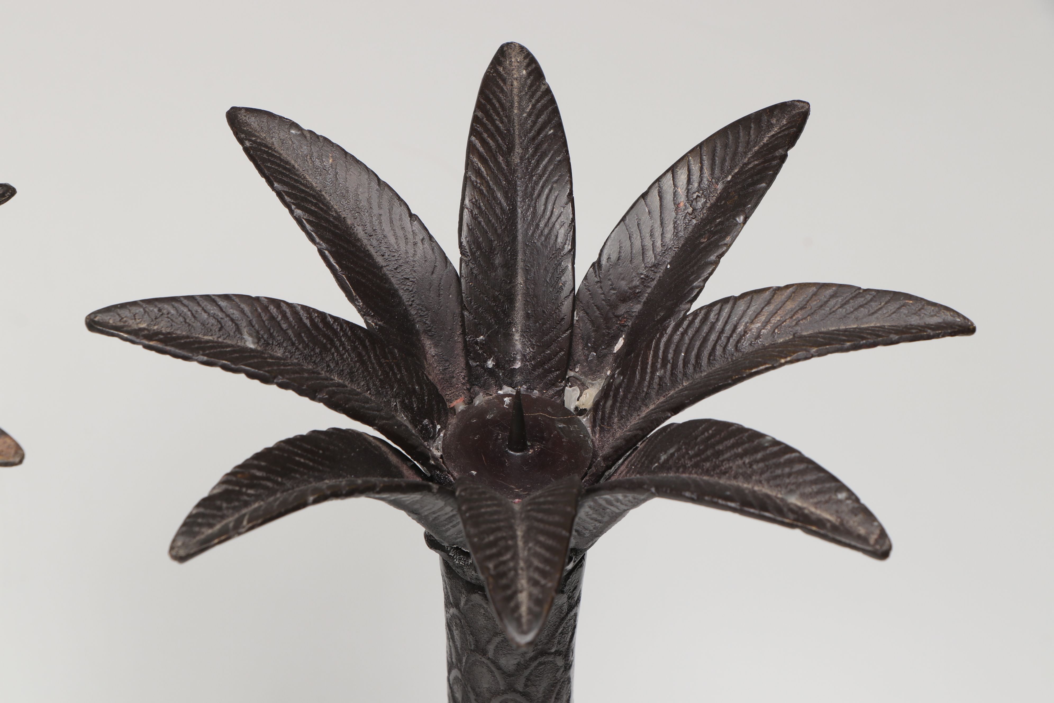 Metal Palm Tree Form Candle Holders