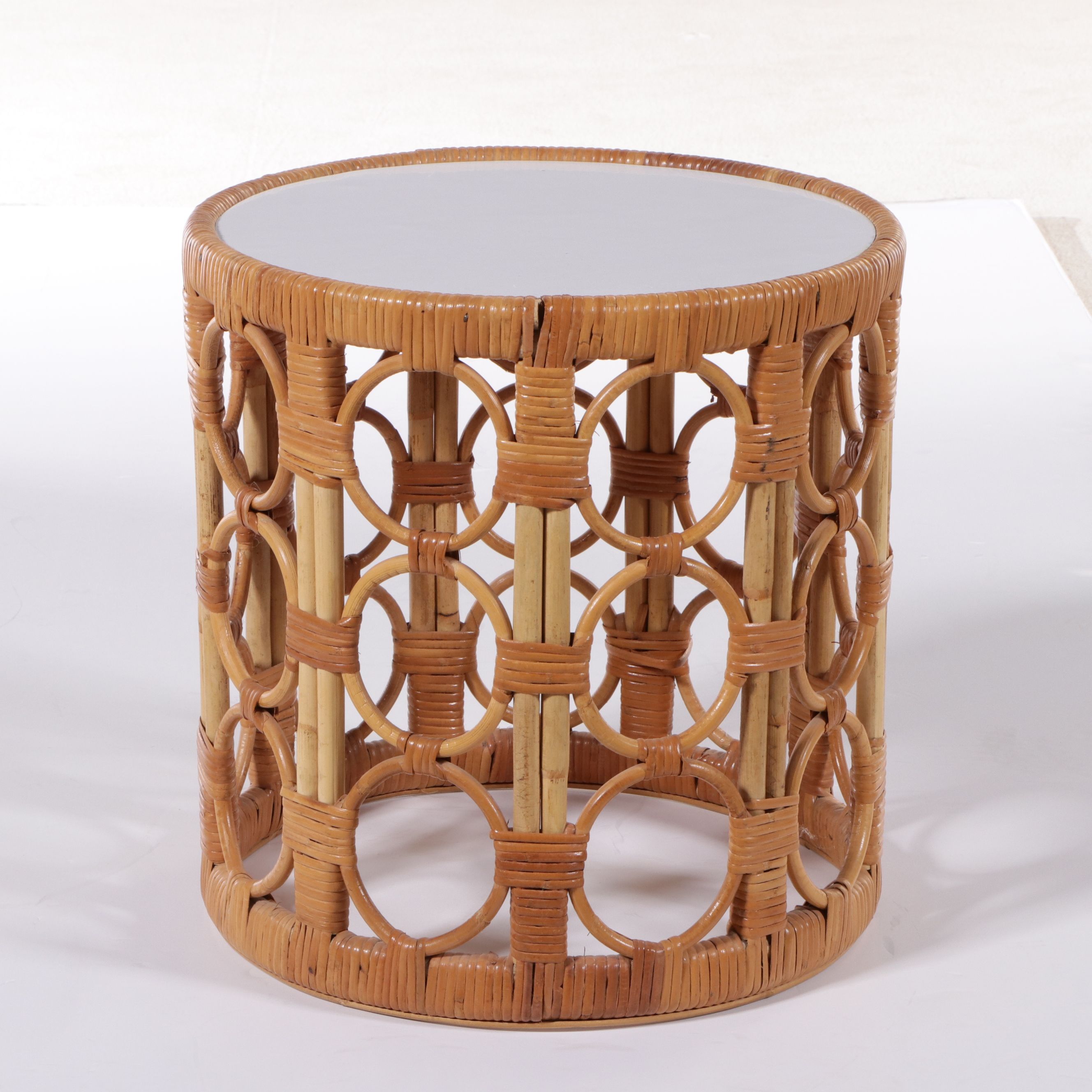 Wicker and Rattan Accent Table with Laminate Top
