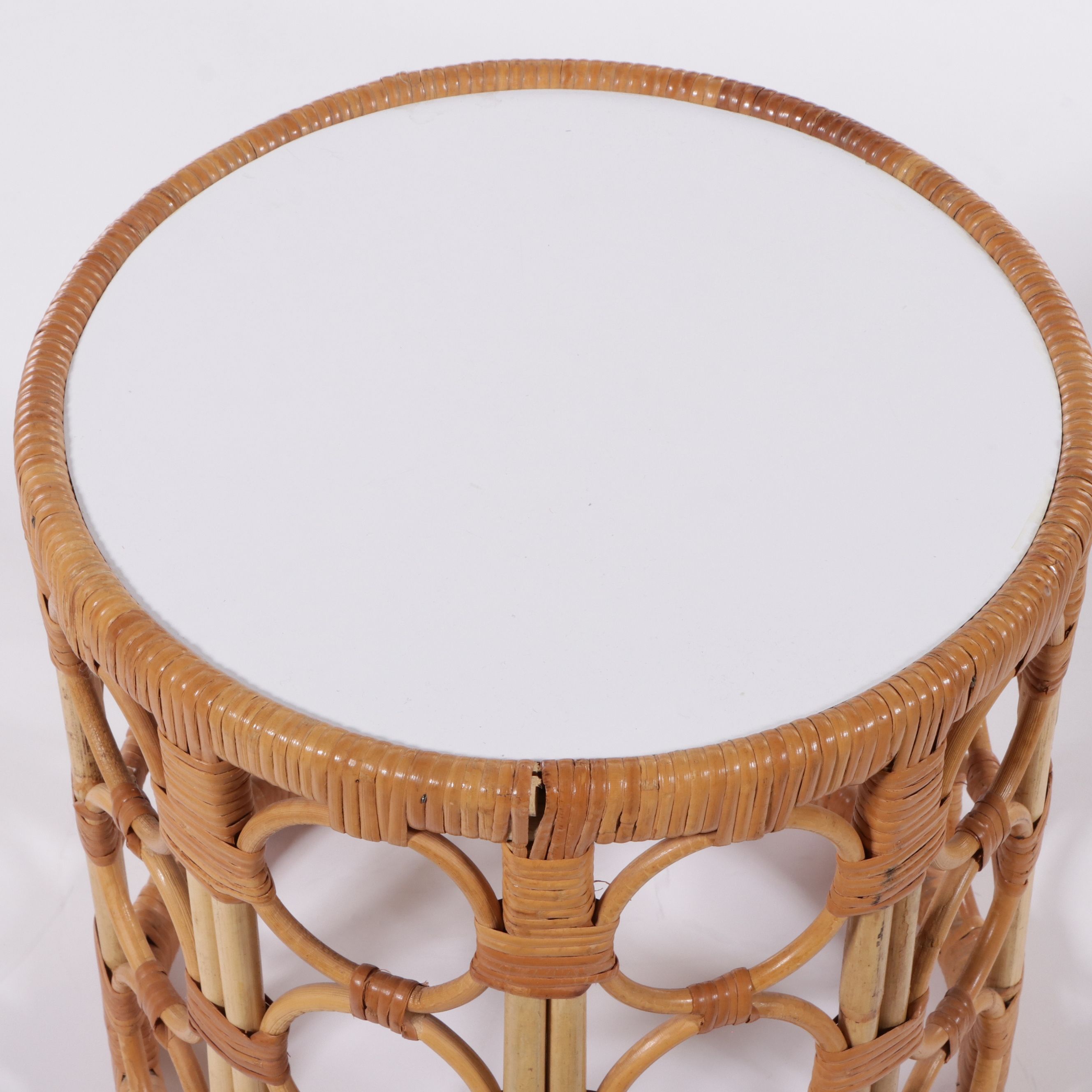 Wicker and Rattan Accent Table with Laminate Top