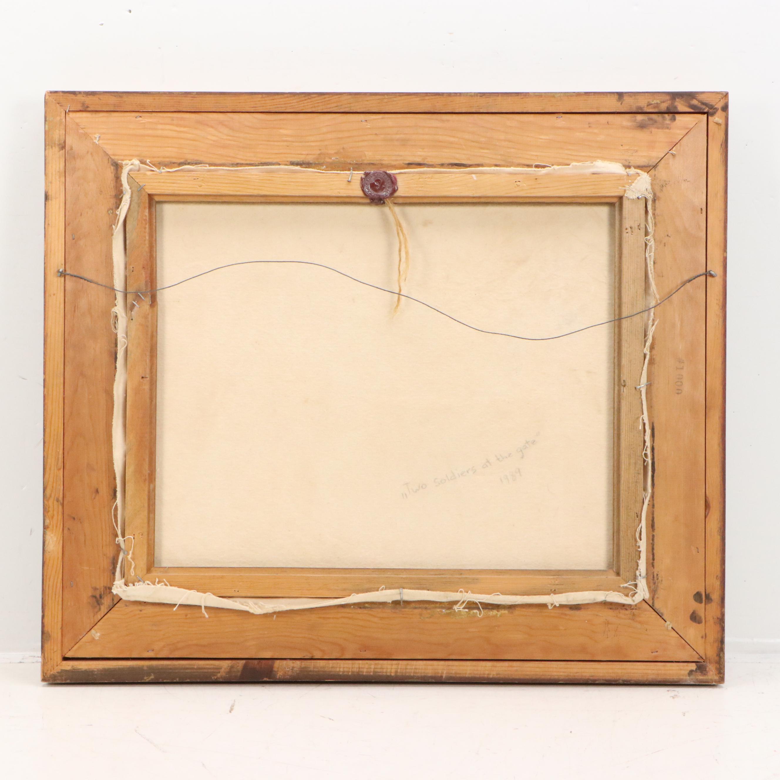 Serguei Novitchkov Oil Painting "Two Soldiers at the Gate," 1989