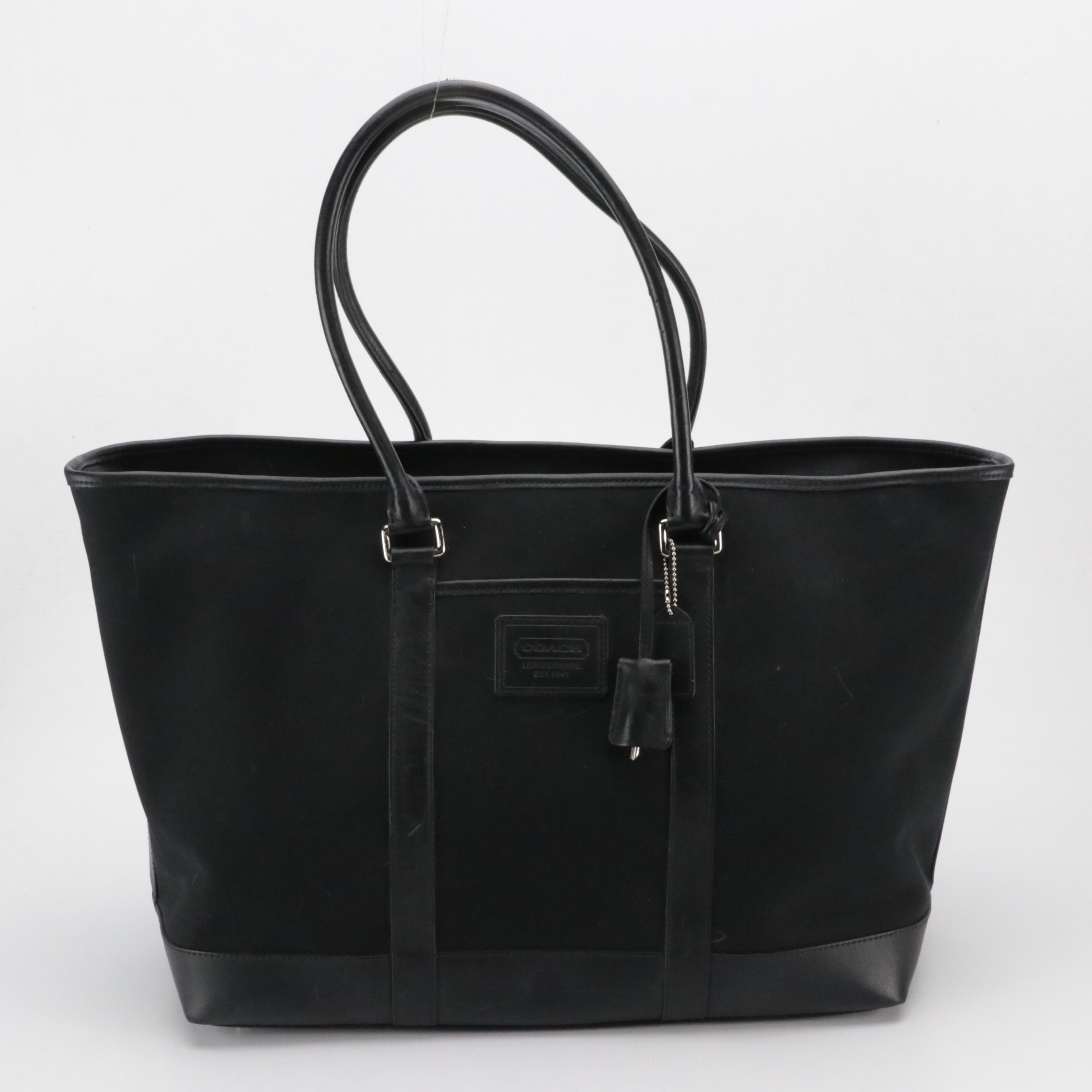 Coach 5968 Weekend Tote and 5322 Briefcase Bag in Leather-Trim Canvas