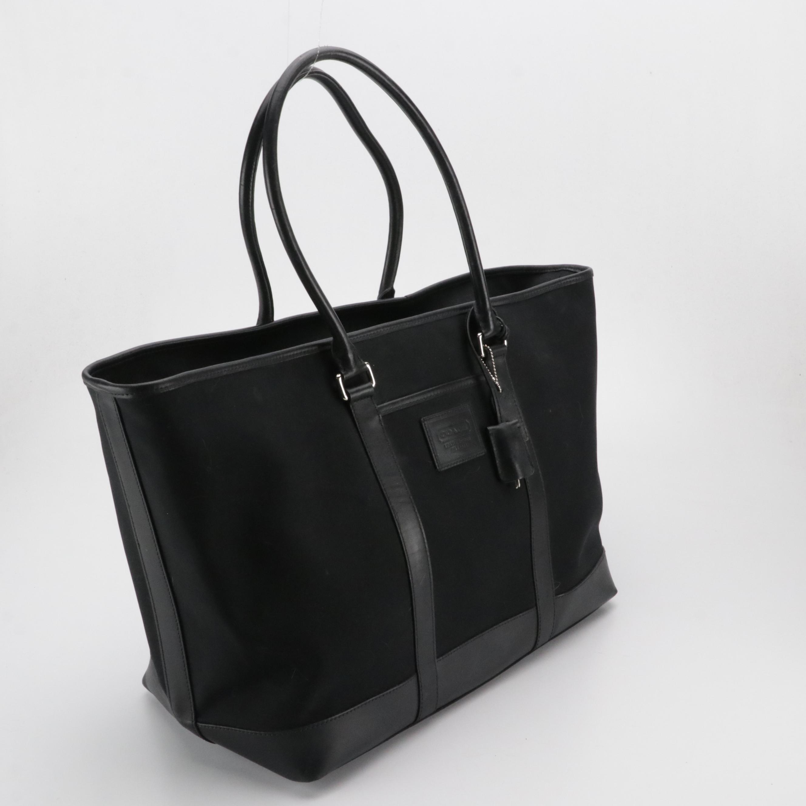 Coach 5968 Weekend Tote and 5322 Briefcase Bag in Leather-Trim Canvas