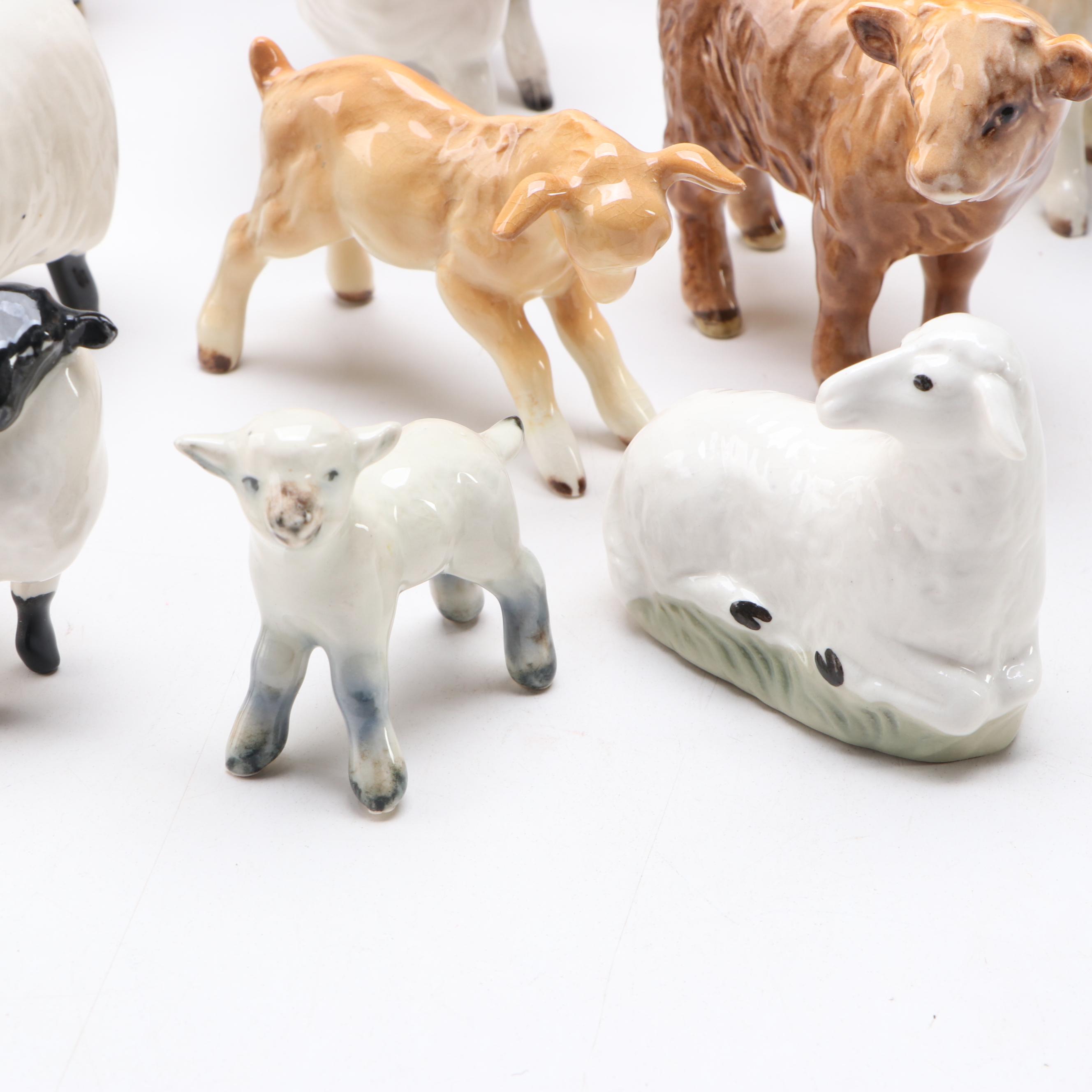 Beswick Sheep, Goats and More Ceramic Farm Animals, Mid to Late 20th Century