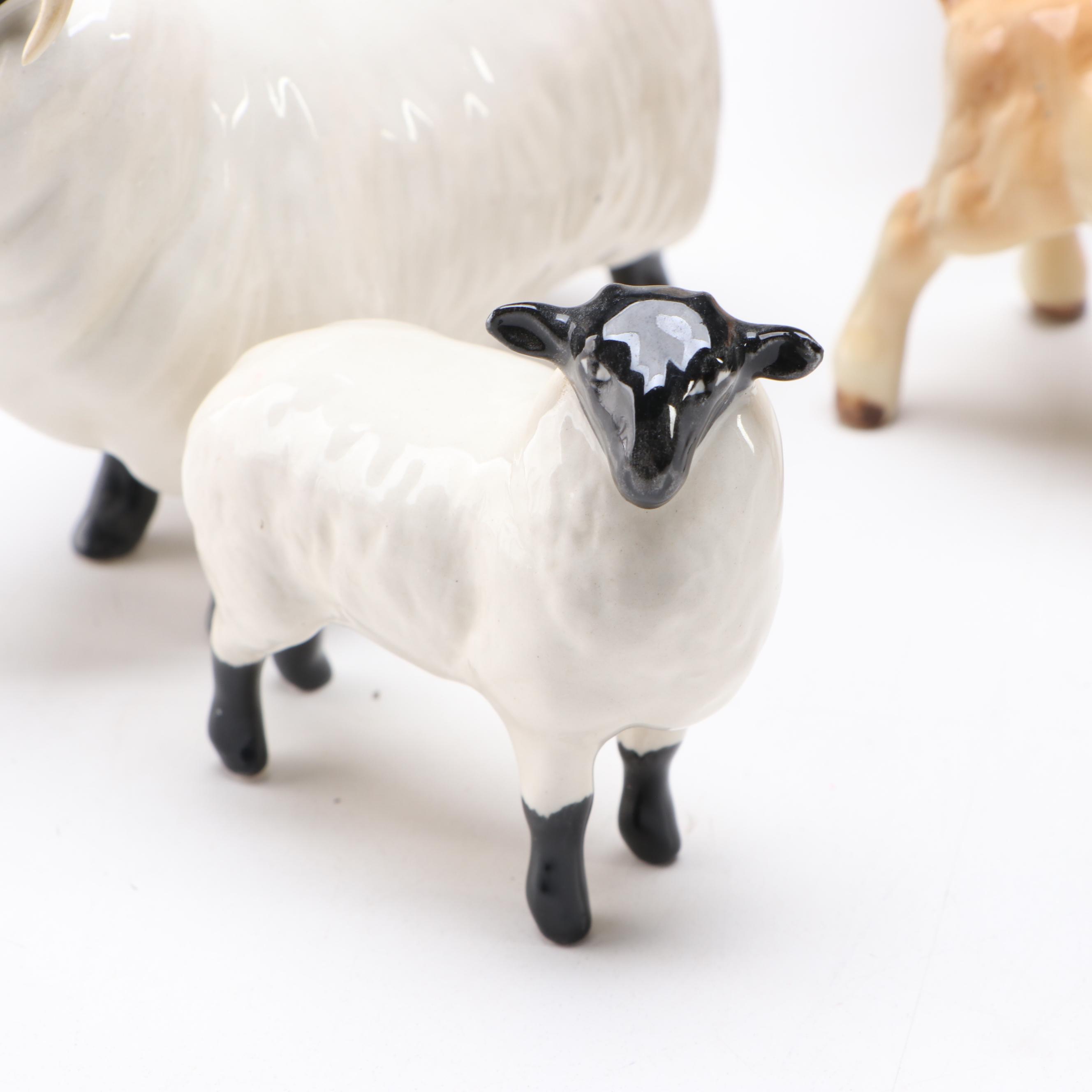 Beswick Sheep, Goats and More Ceramic Farm Animals, Mid to Late 20th Century