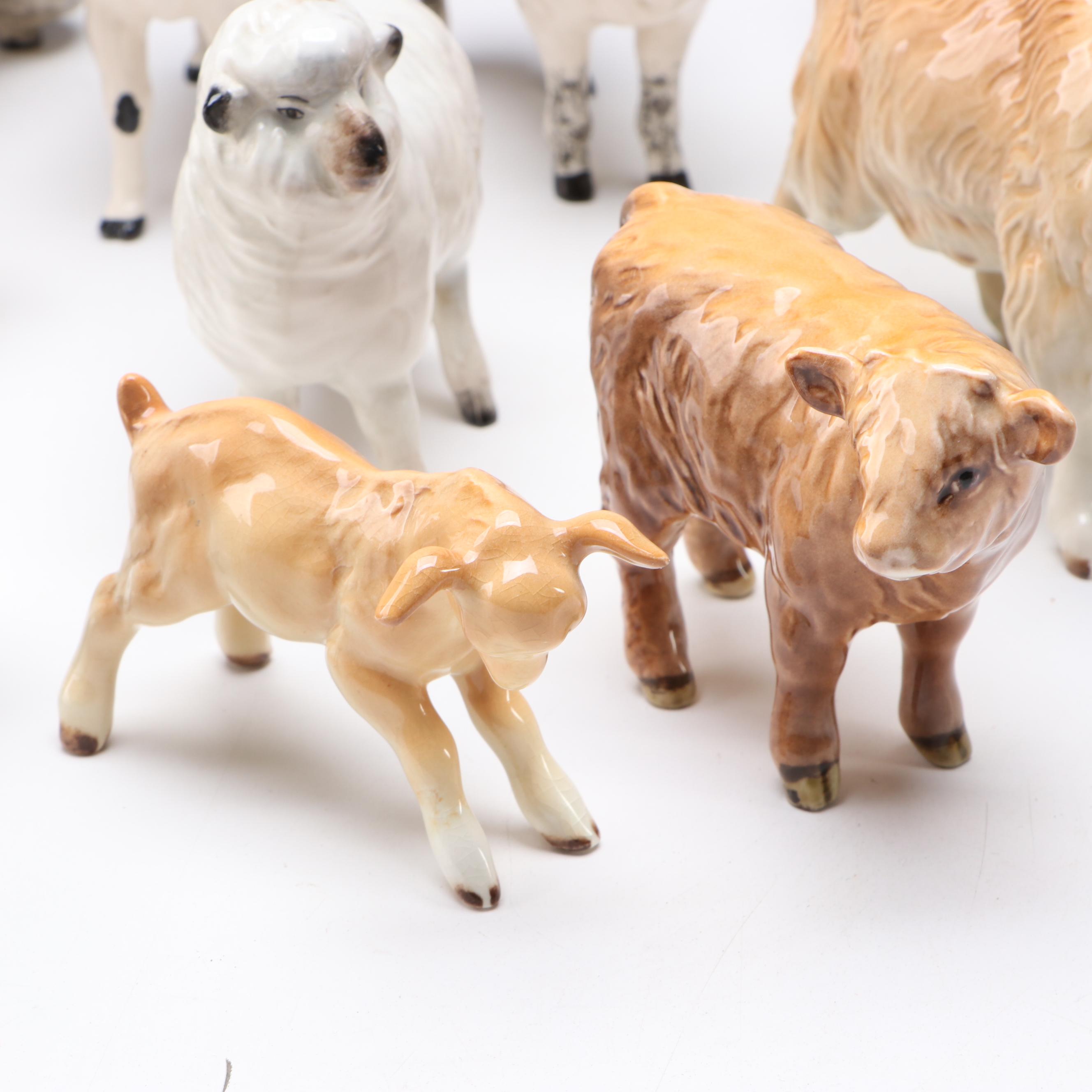 Beswick Sheep, Goats and More Ceramic Farm Animals, Mid to Late 20th Century