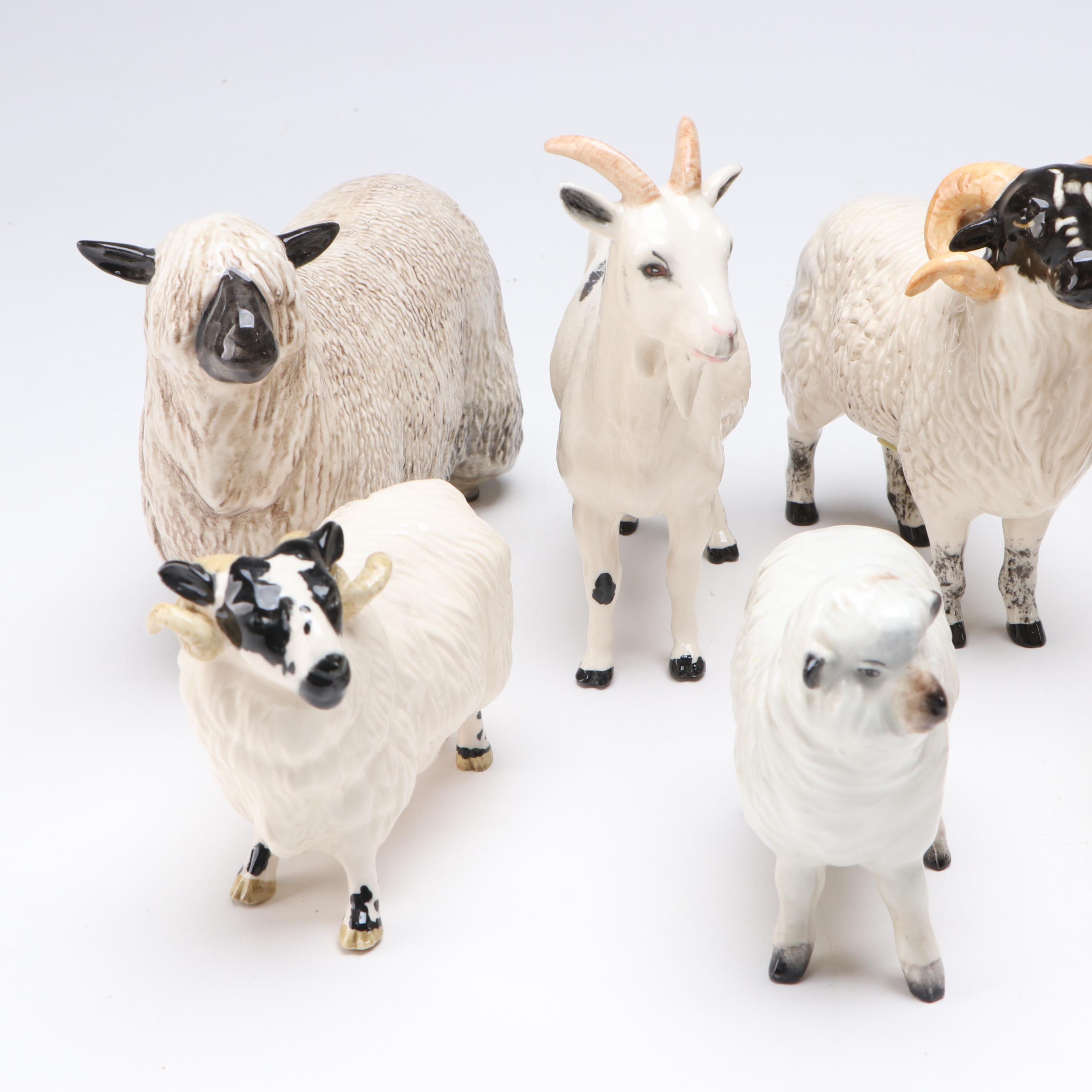 Beswick Sheep, Goats and More Ceramic Farm Animals, Mid to Late 20th Century