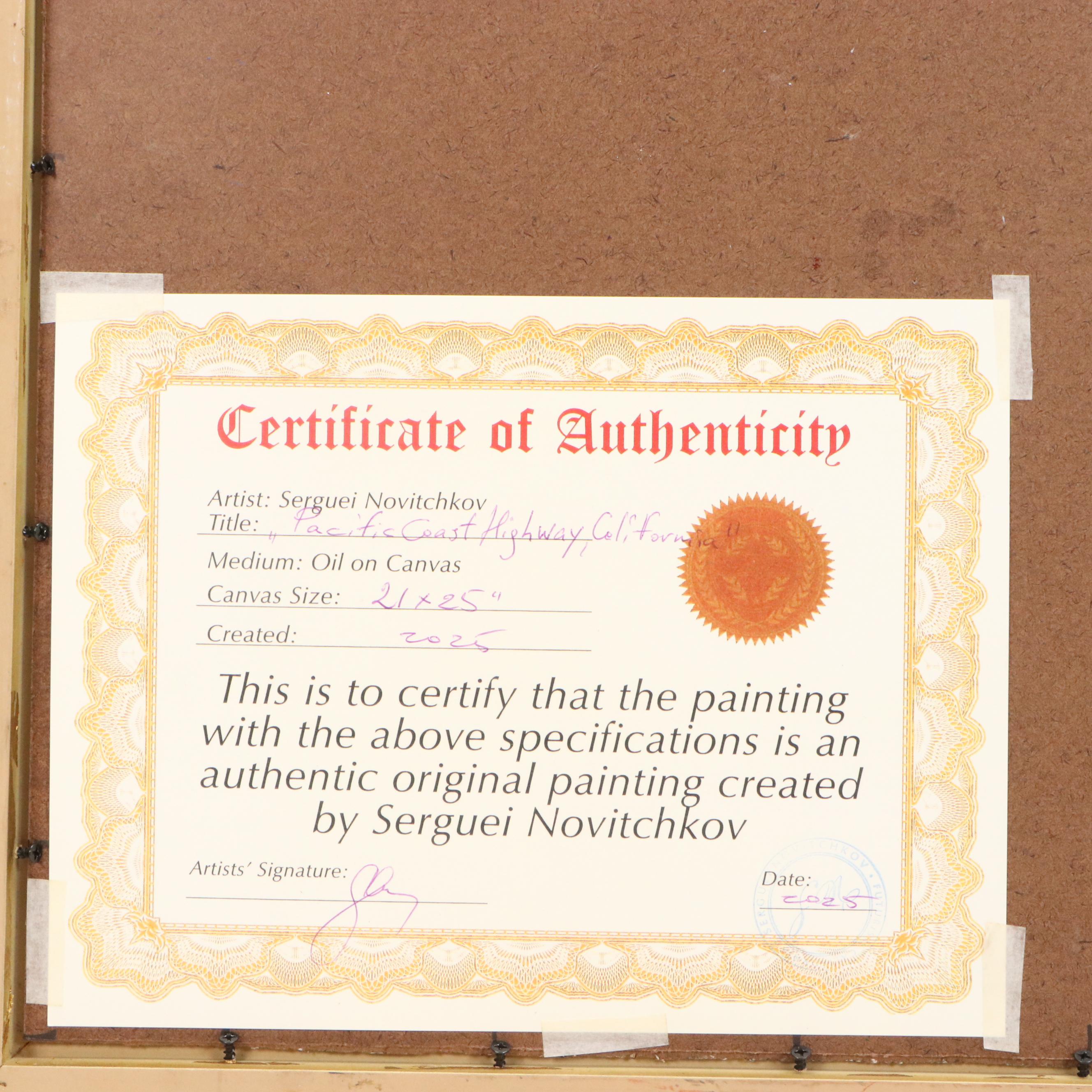 Serguei Novitchkov Oil Painting "Pacific Coast Highway, California," 2025