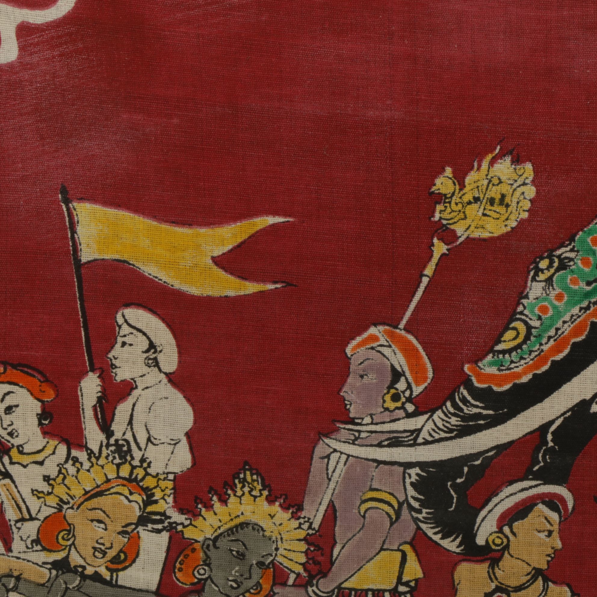 Hand-Painted Folk Art Scene of a Traveling Royal Entourage, Circa 1970