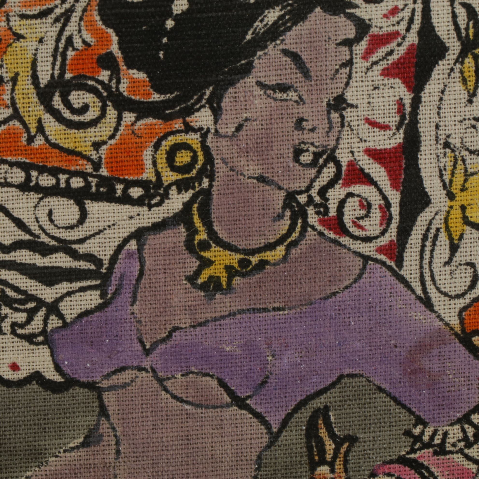 Hand-Painted Folk Art Scene of a Traveling Royal Entourage, Circa 1970