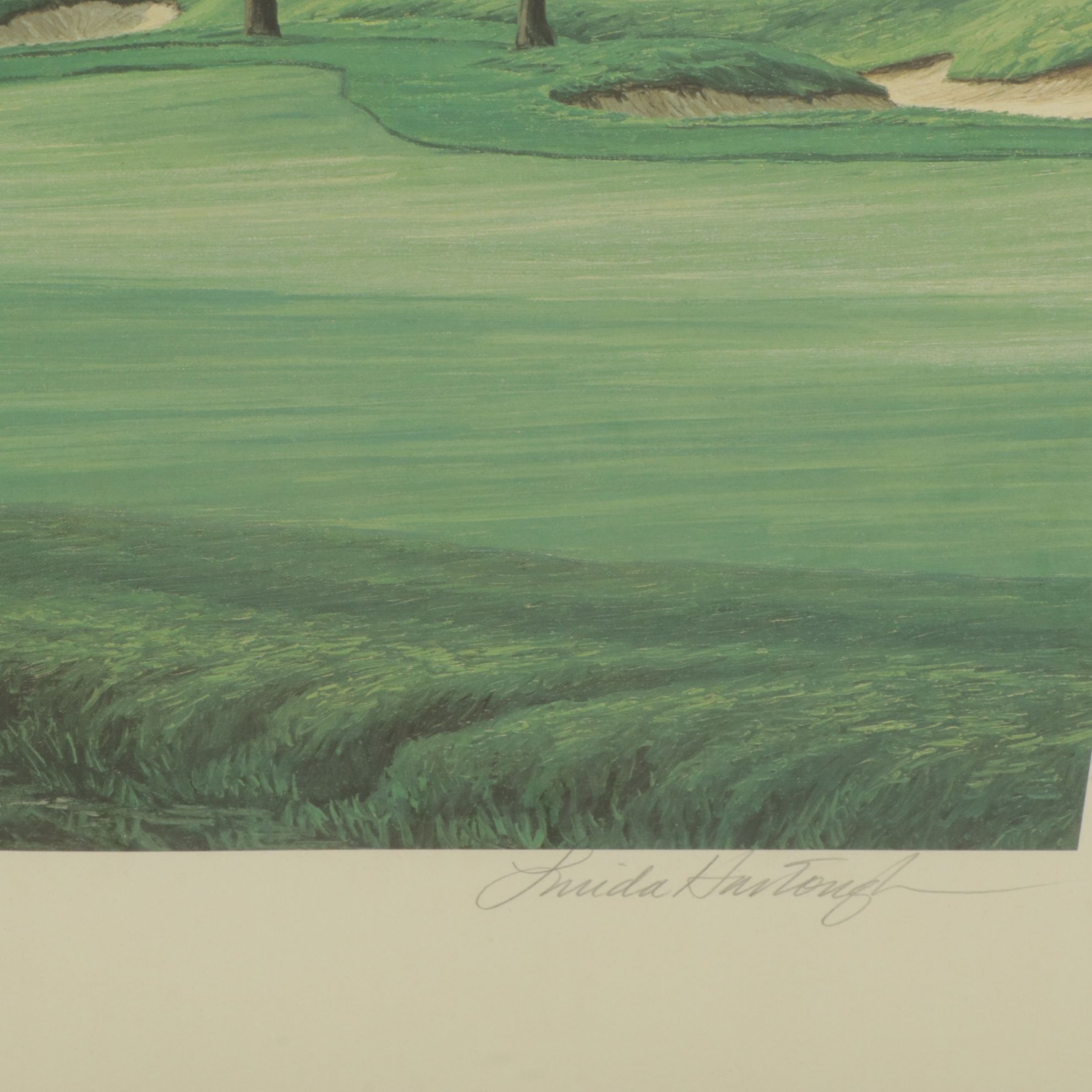 Linda Hartough Offset Lithograph "18th Hole - Muirfield Village Golf Club", 1993
