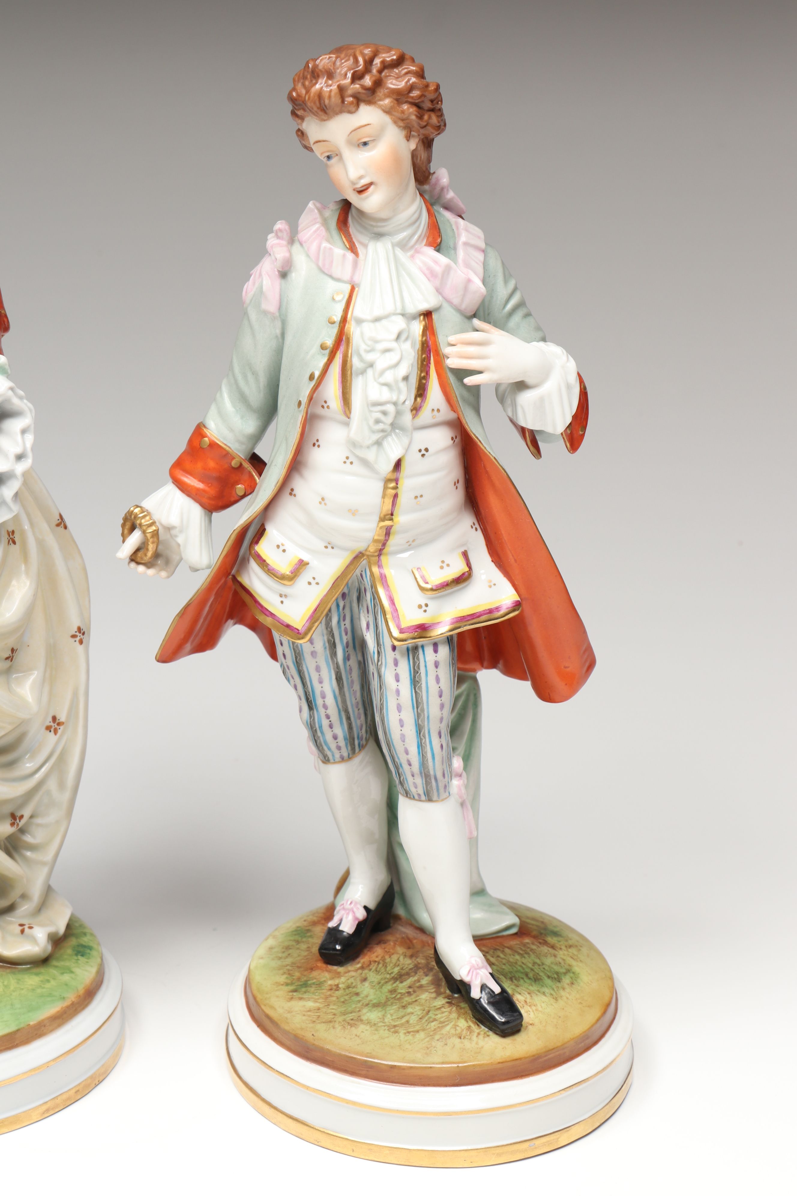 Schiebe-Alsbach Rococo Style German Porcelain Figurines, Mid 20th Century