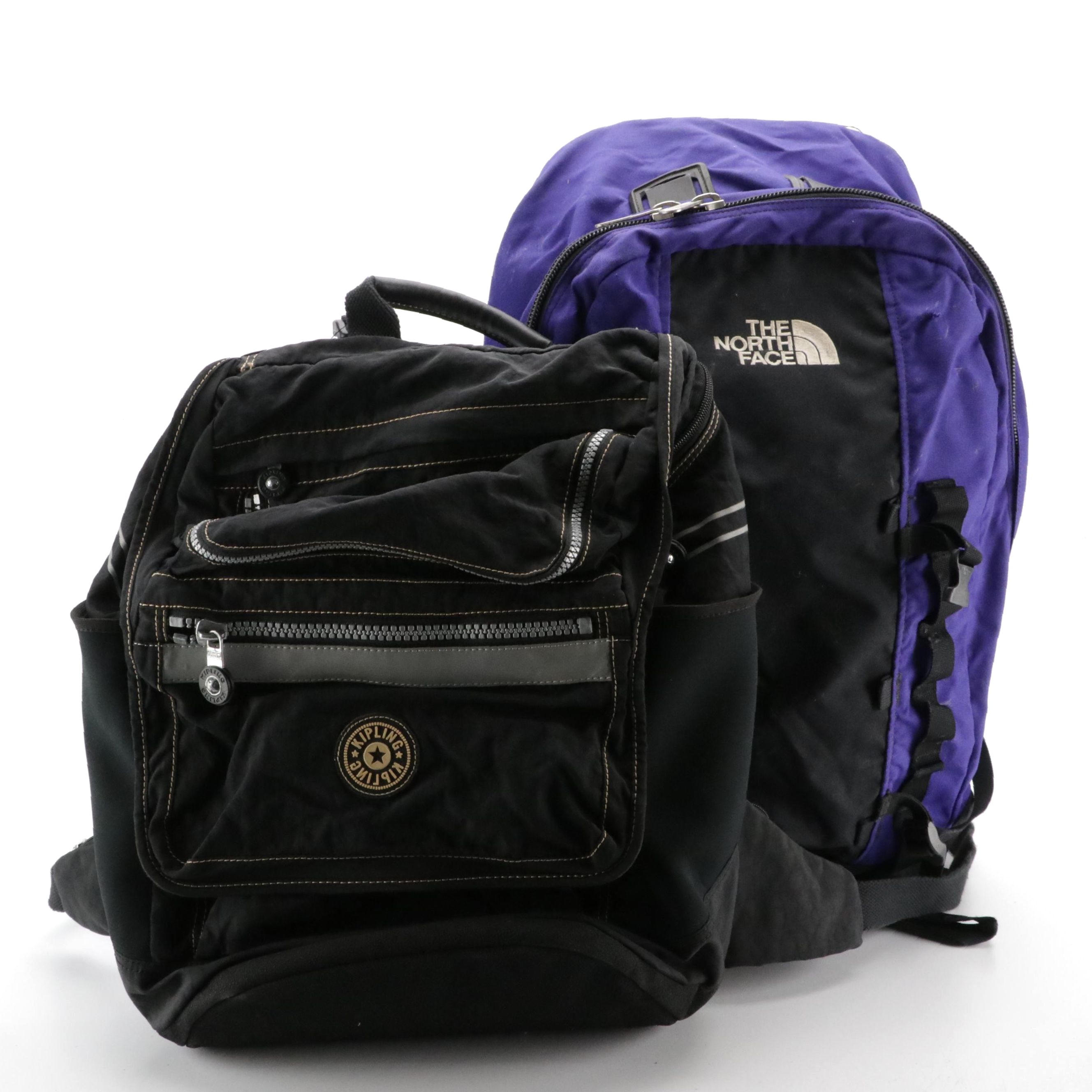 Kipling Black Nylon Flap Backpack, The North Face Violet Hiking Backpack