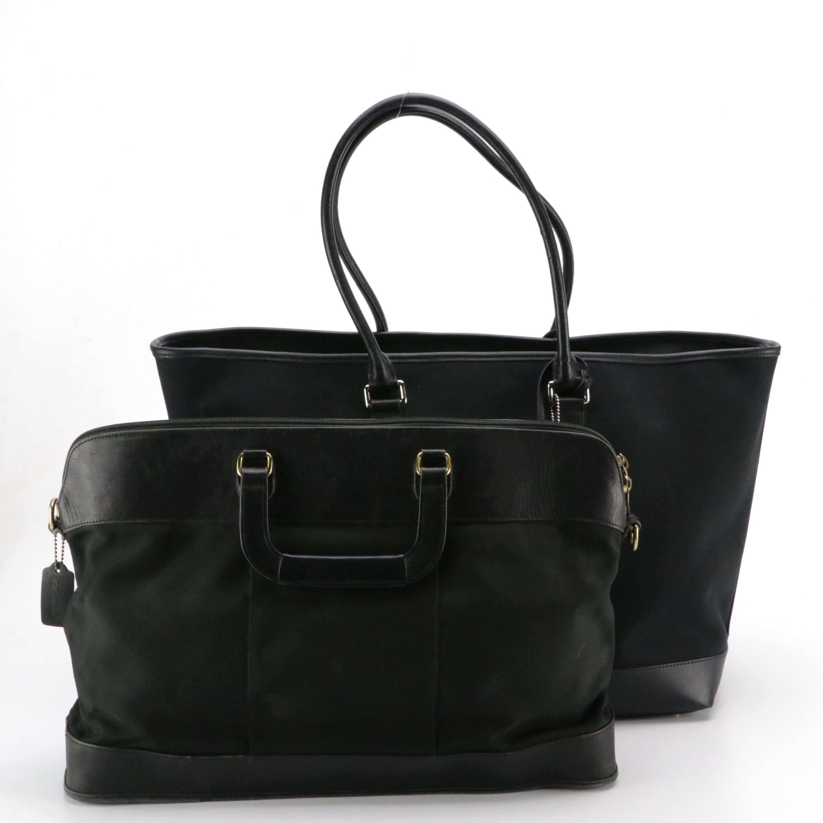 Coach 5968 Weekend Tote and 5322 Briefcase Bag in Leather-Trim Canvas