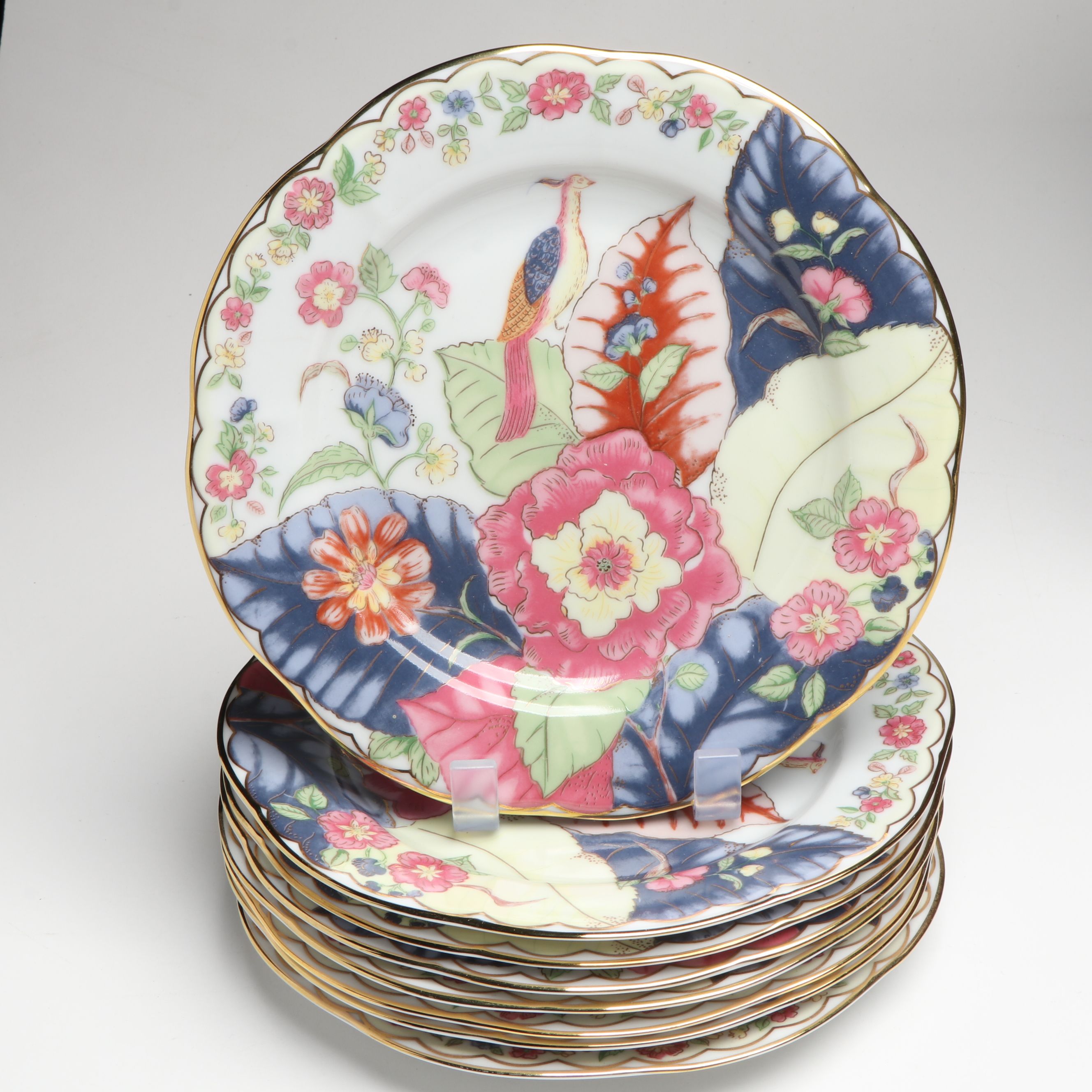 Gump's "Carolina Garden"  Porcelain Dinnerware with Chinese Script Box