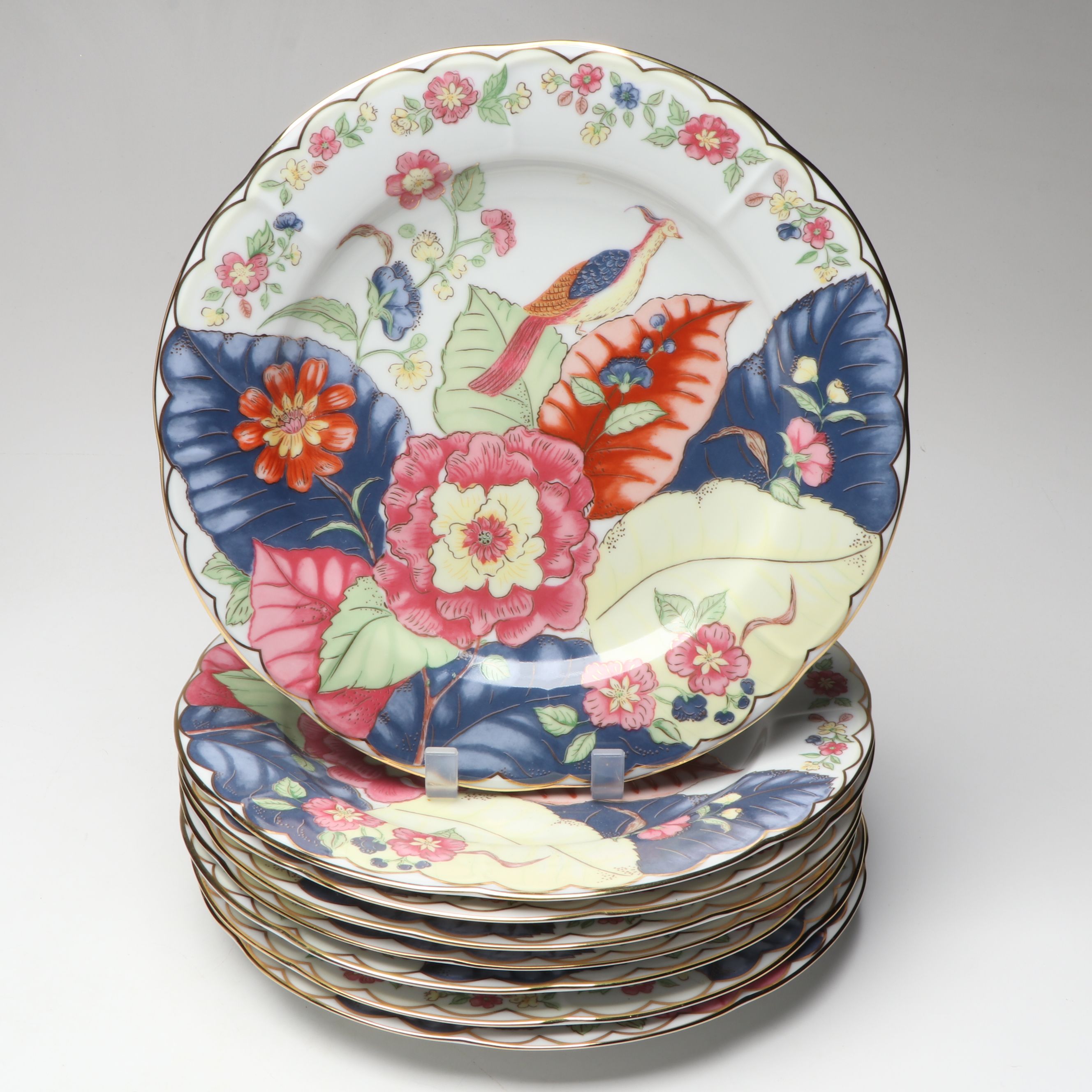 Gump's "Carolina Garden"  Porcelain Dinnerware with Chinese Script Box