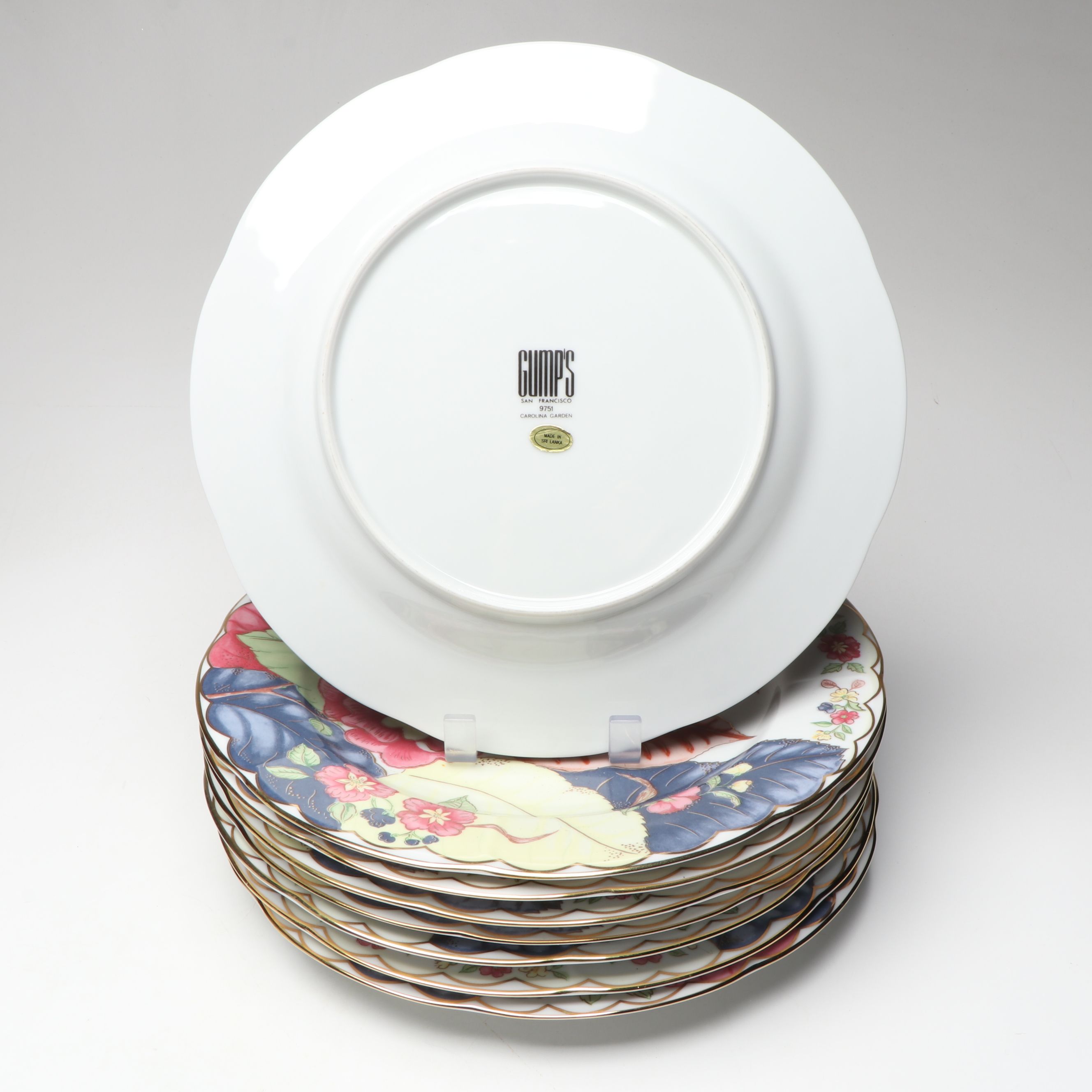 Gump's "Carolina Garden"  Porcelain Dinnerware with Chinese Script Box