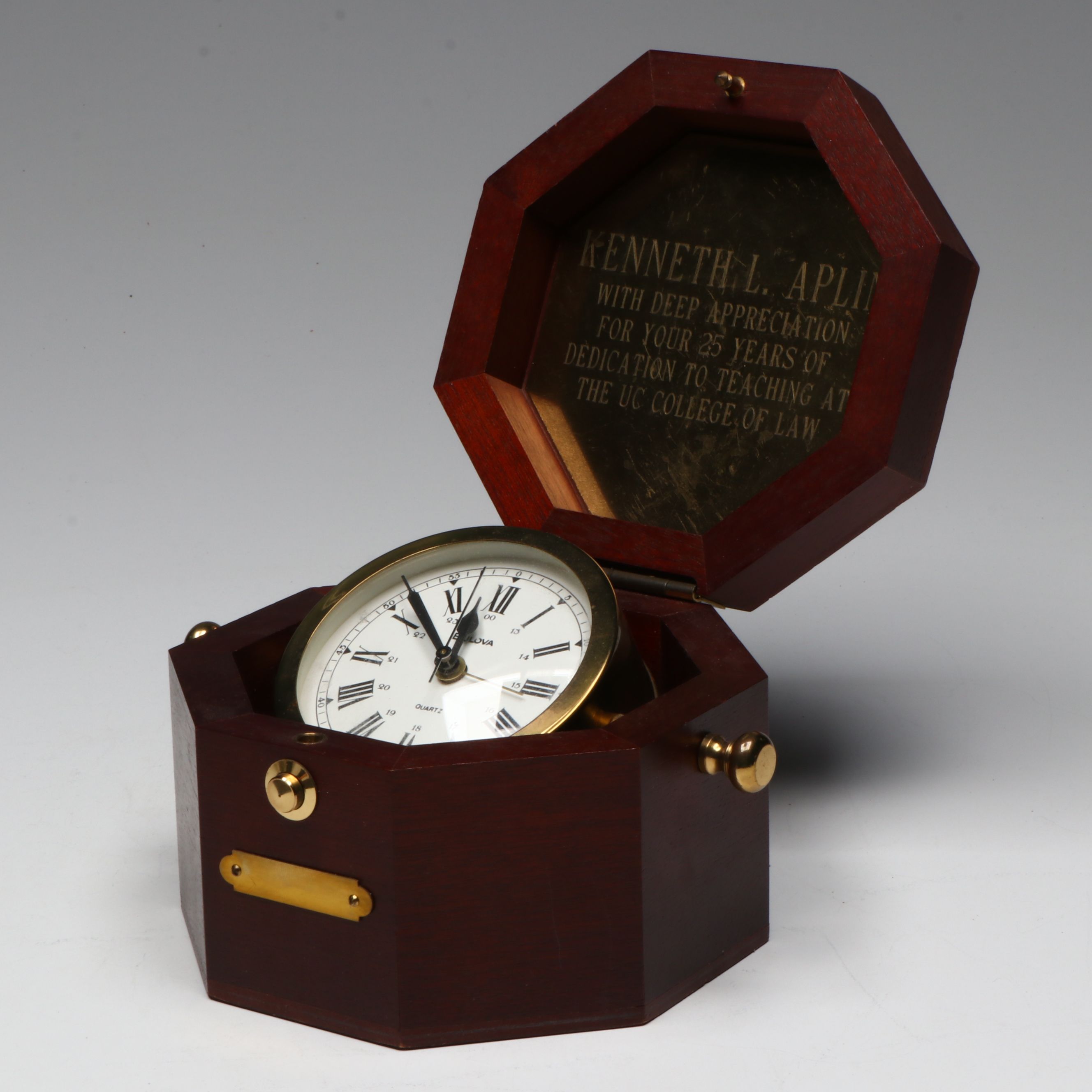 Bulova and Other Wooden Cased Desk Clock