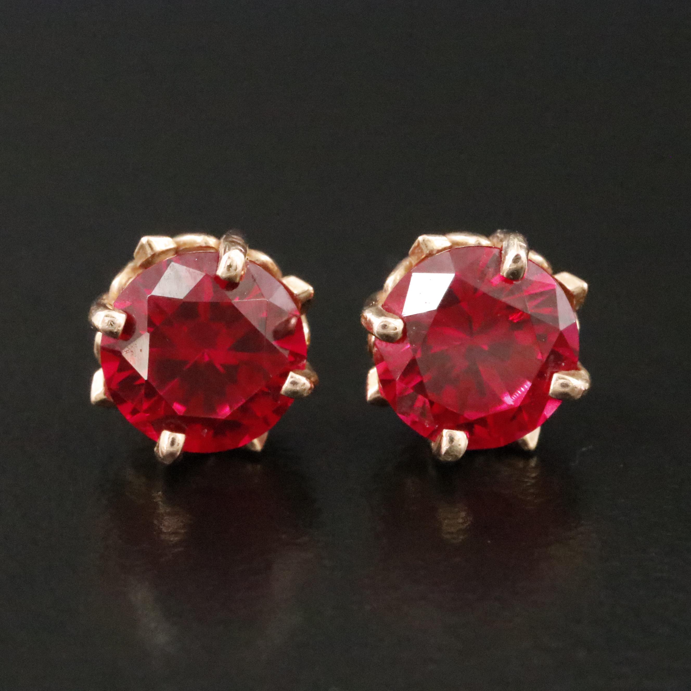14K Rose Gold Ruby Stud Earrings