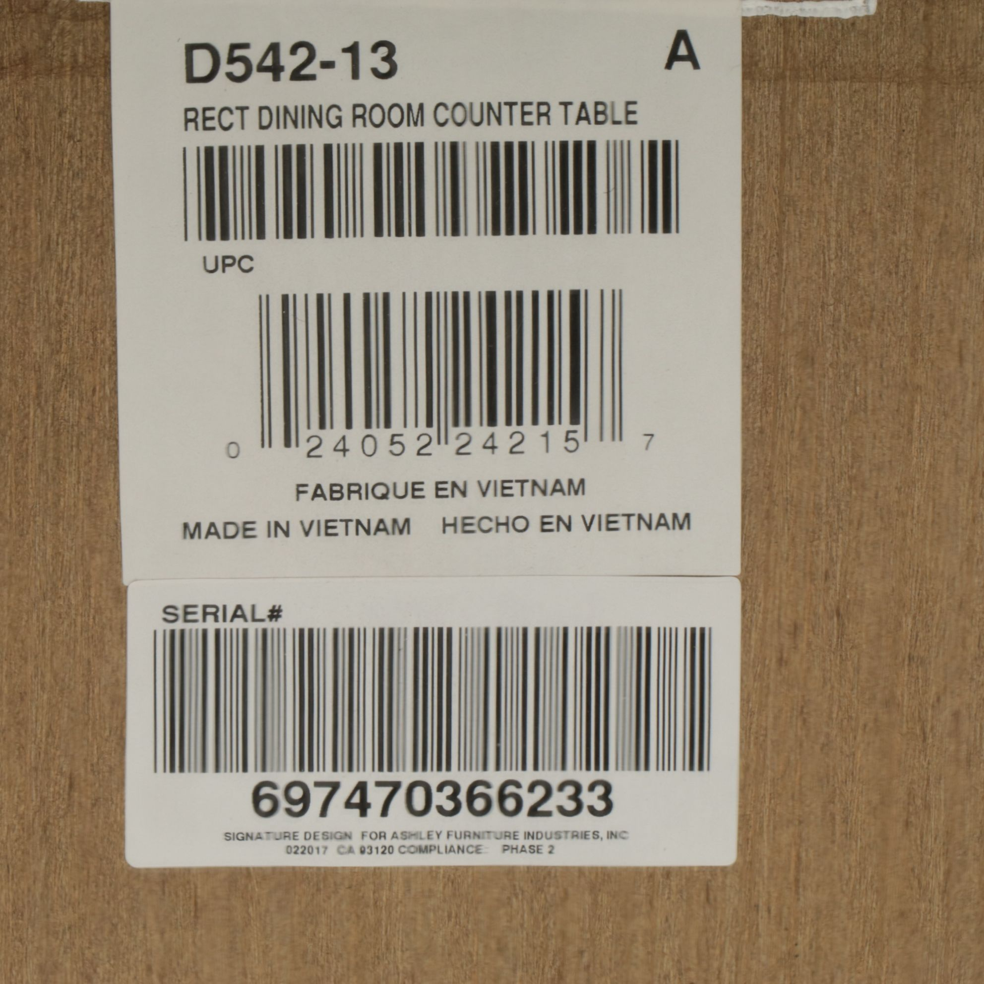 Ashley Furniture Rustic Finished Counter Height Dining Table