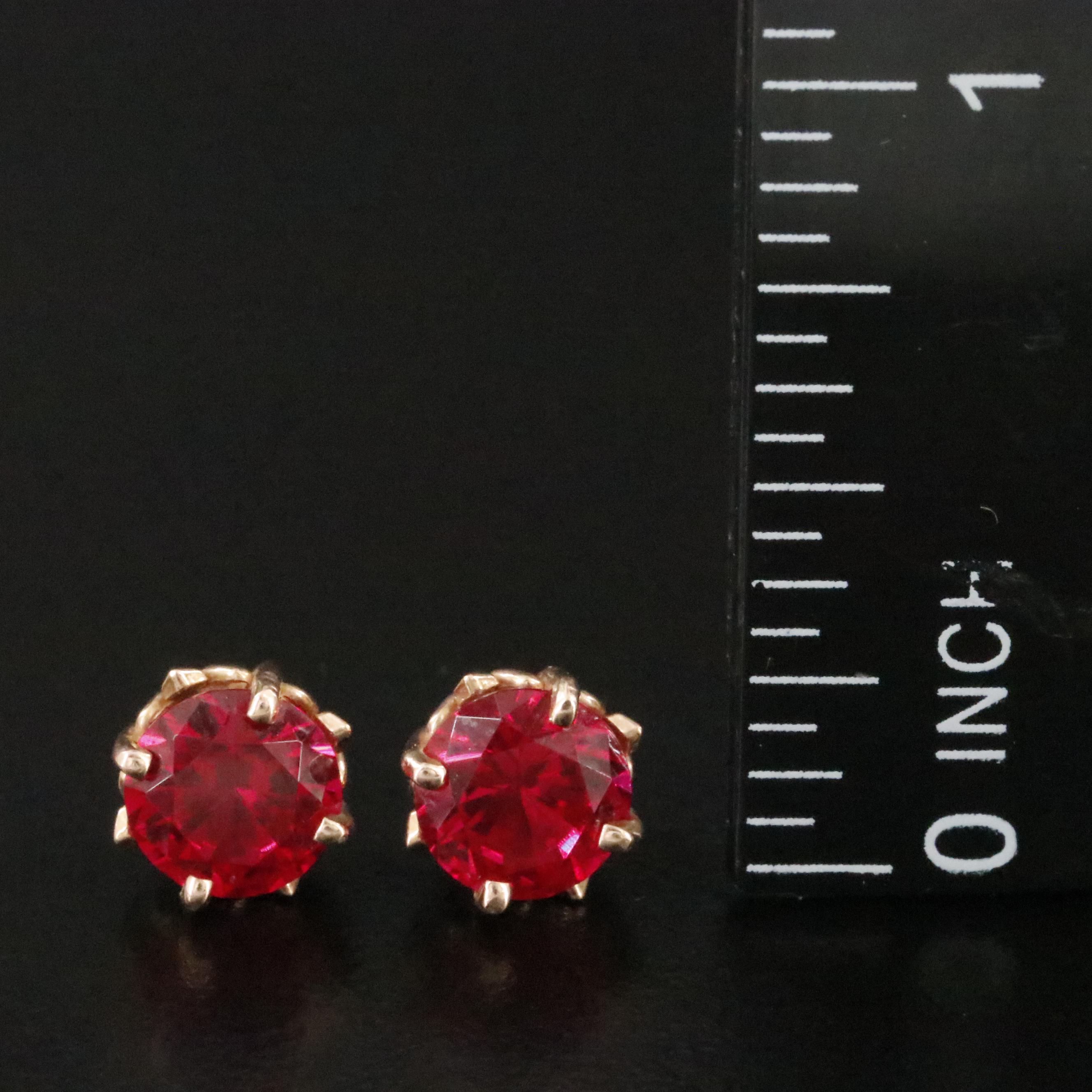 14K Rose Gold Ruby Stud Earrings