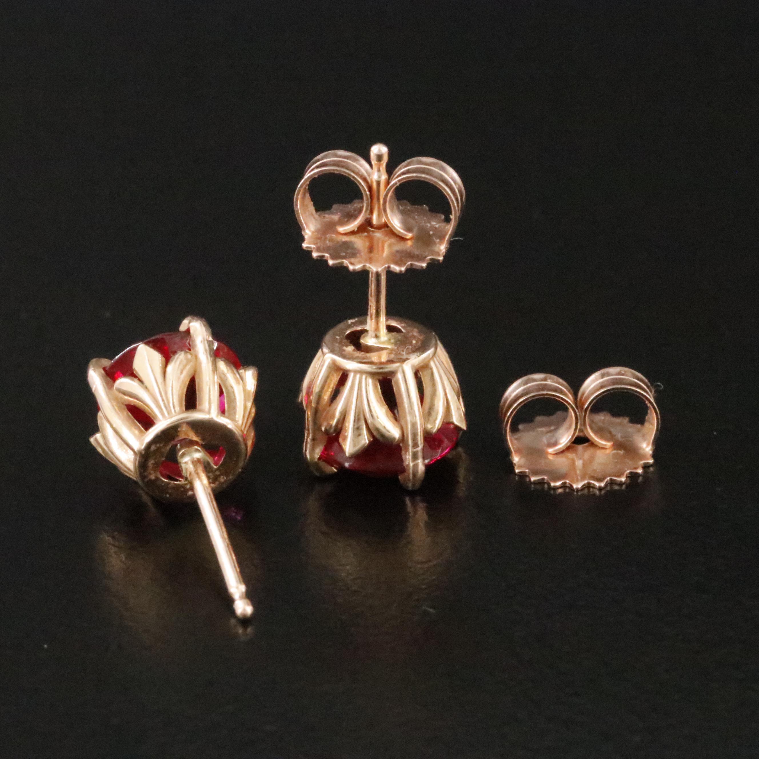 14K Rose Gold Ruby Stud Earrings