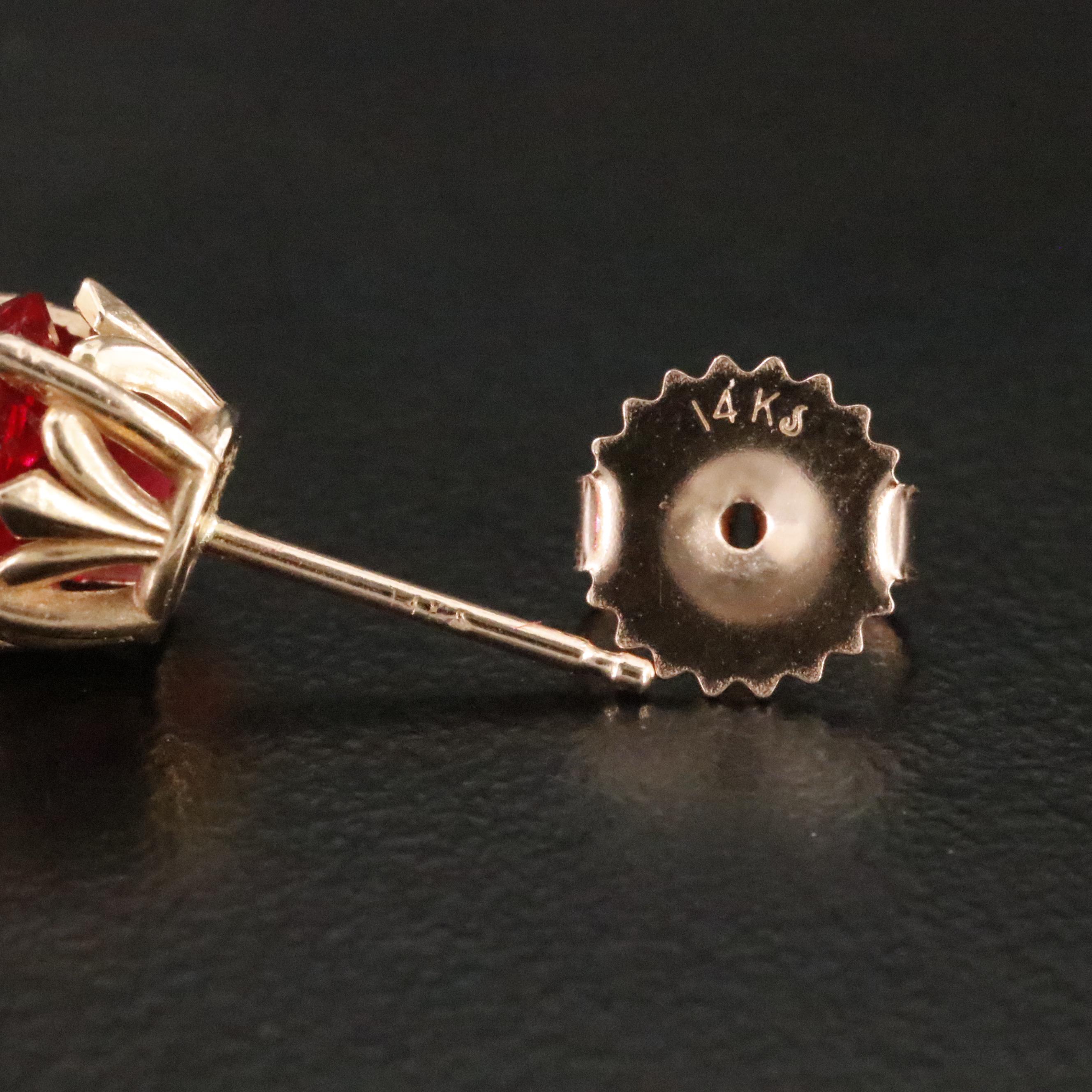14K Rose Gold Ruby Stud Earrings