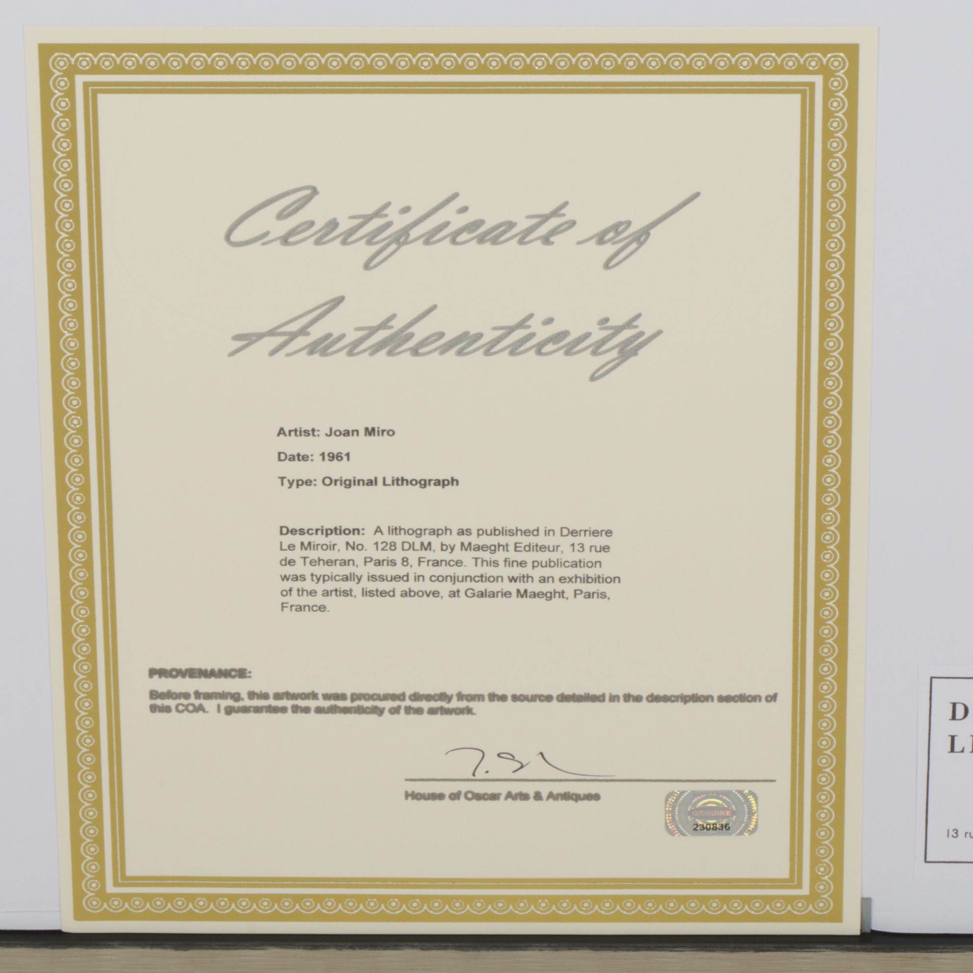 Joan Miró Double-Page Color Lithograph Cover Art for "Derrière le Miroir," 1961