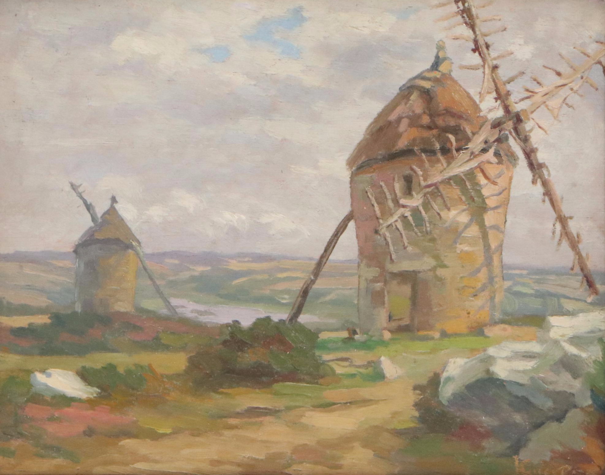 Oil Painting "Moulins de Kes Loch," Early to Mid-20th Century