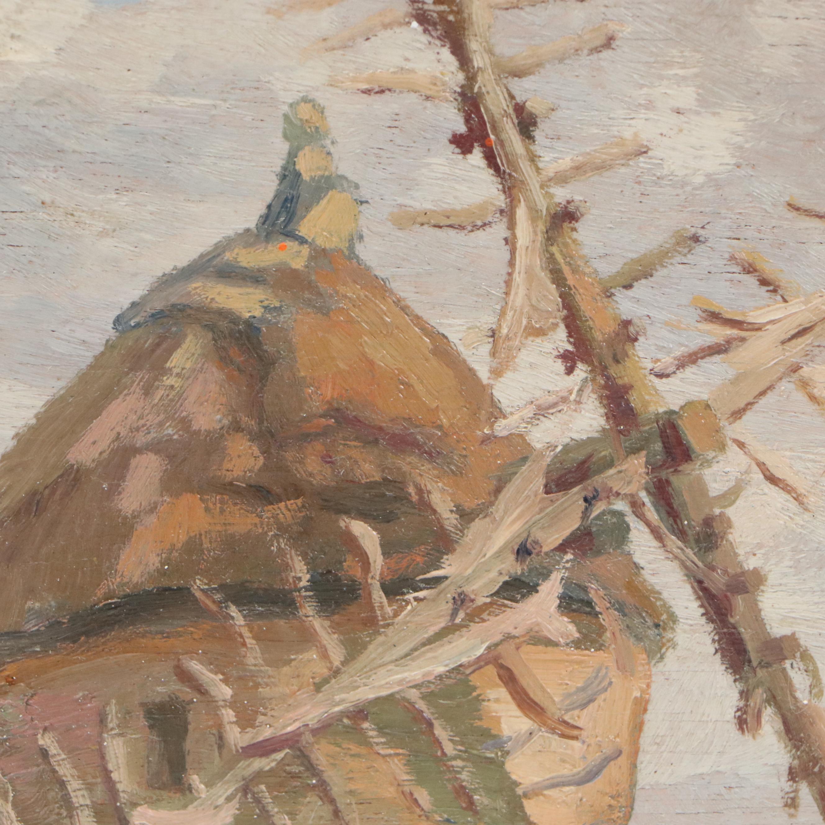 Oil Painting "Moulins de Kes Loch," Early to Mid-20th Century