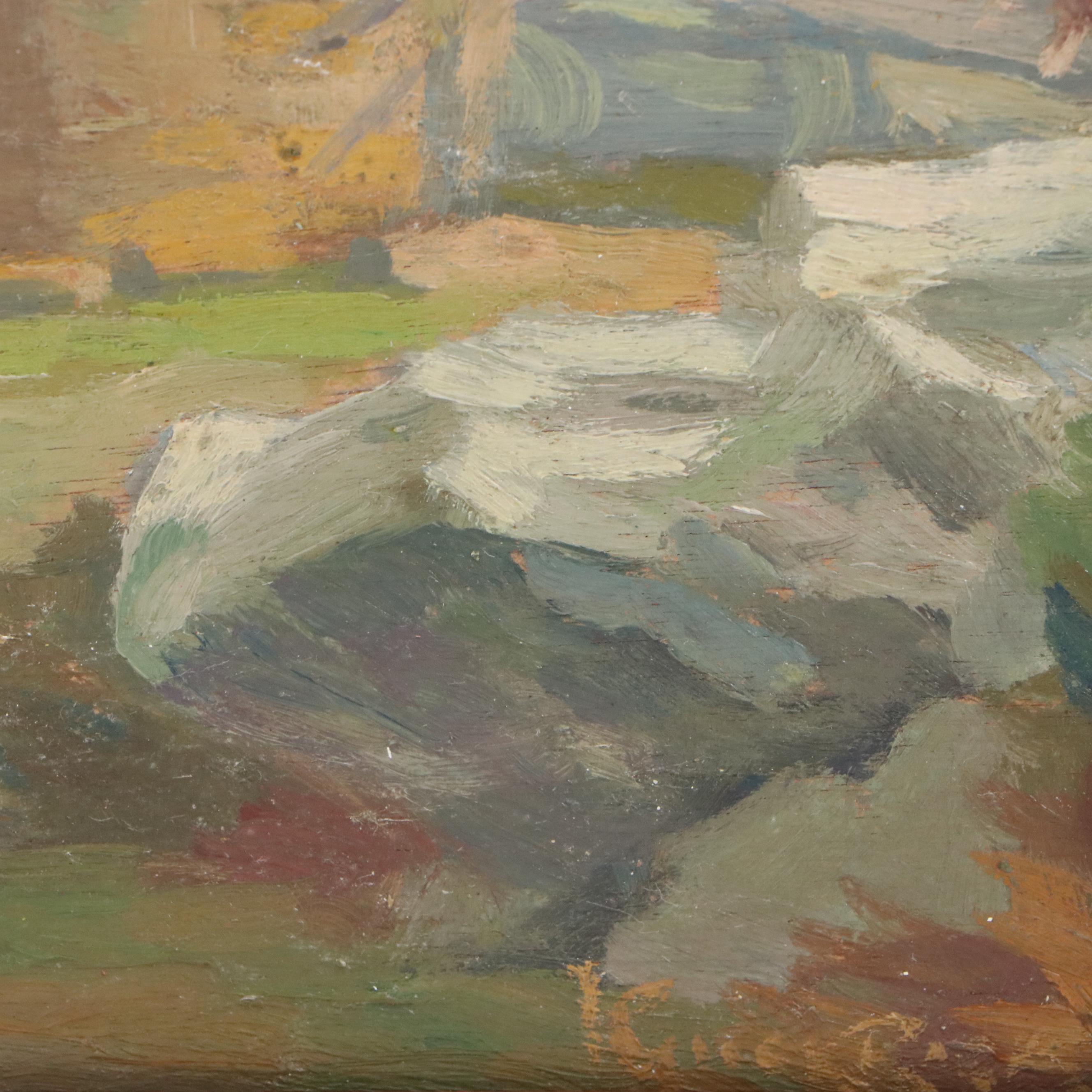 Oil Painting "Moulins de Kes Loch," Early to Mid-20th Century
