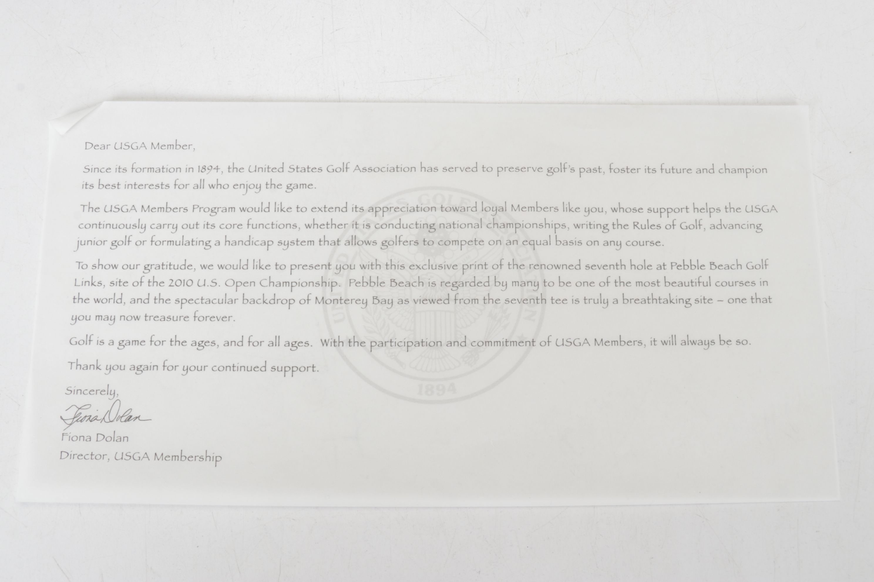 Offset Lithograph Photo of 7th Hole at Pebble Beach for 110th U.S. Open, 2010