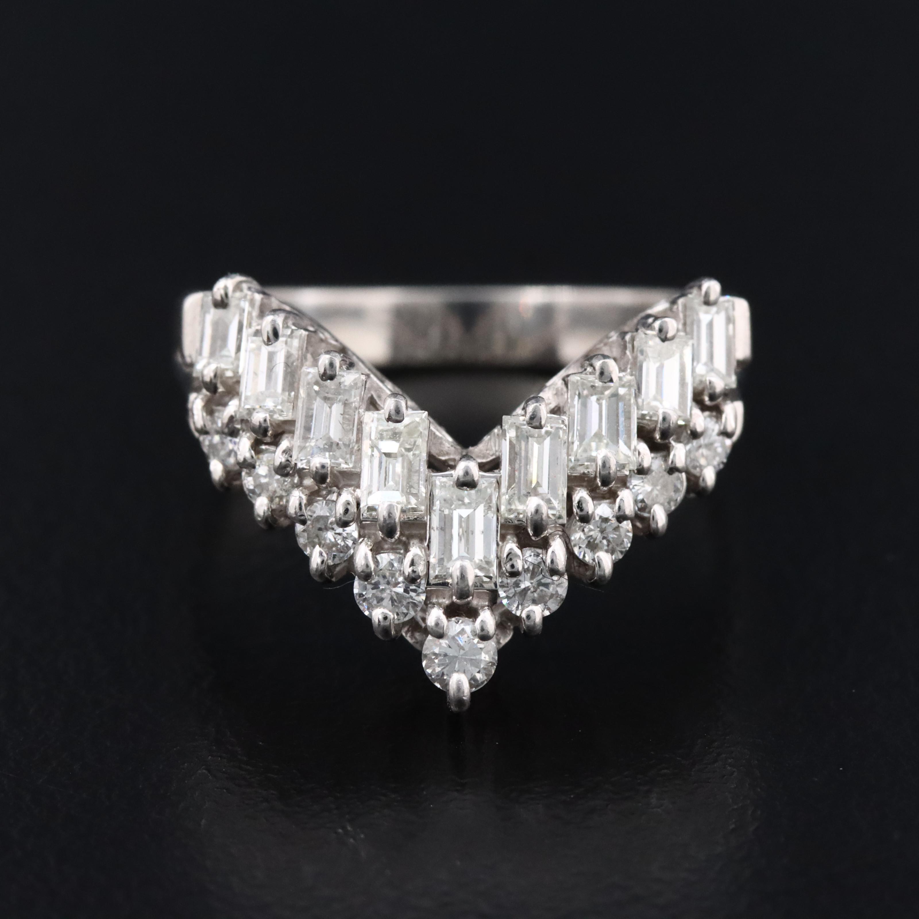 Platinum 1.00 CTW Diamond Chevron Ring