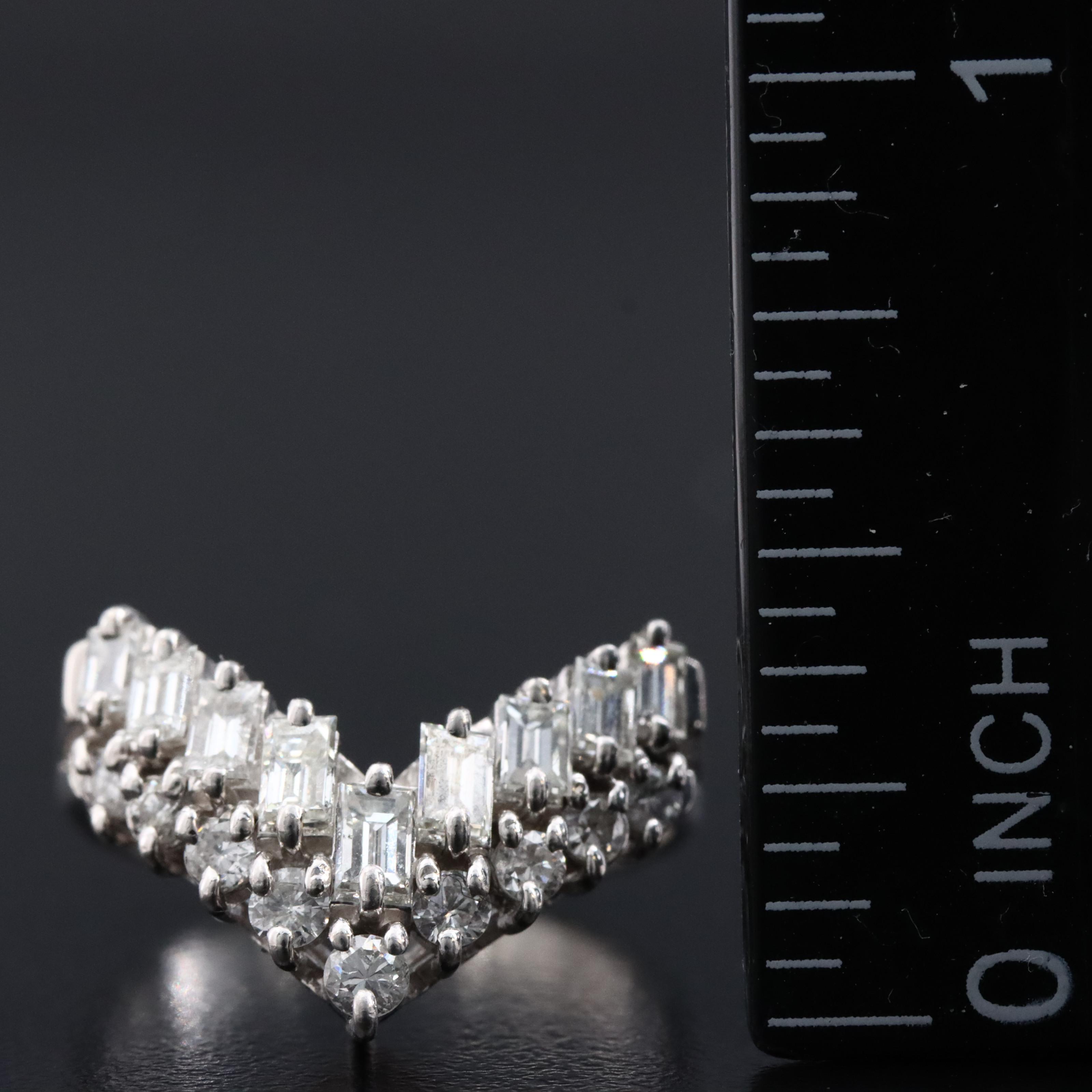 Platinum 1.00 CTW Diamond Chevron Ring