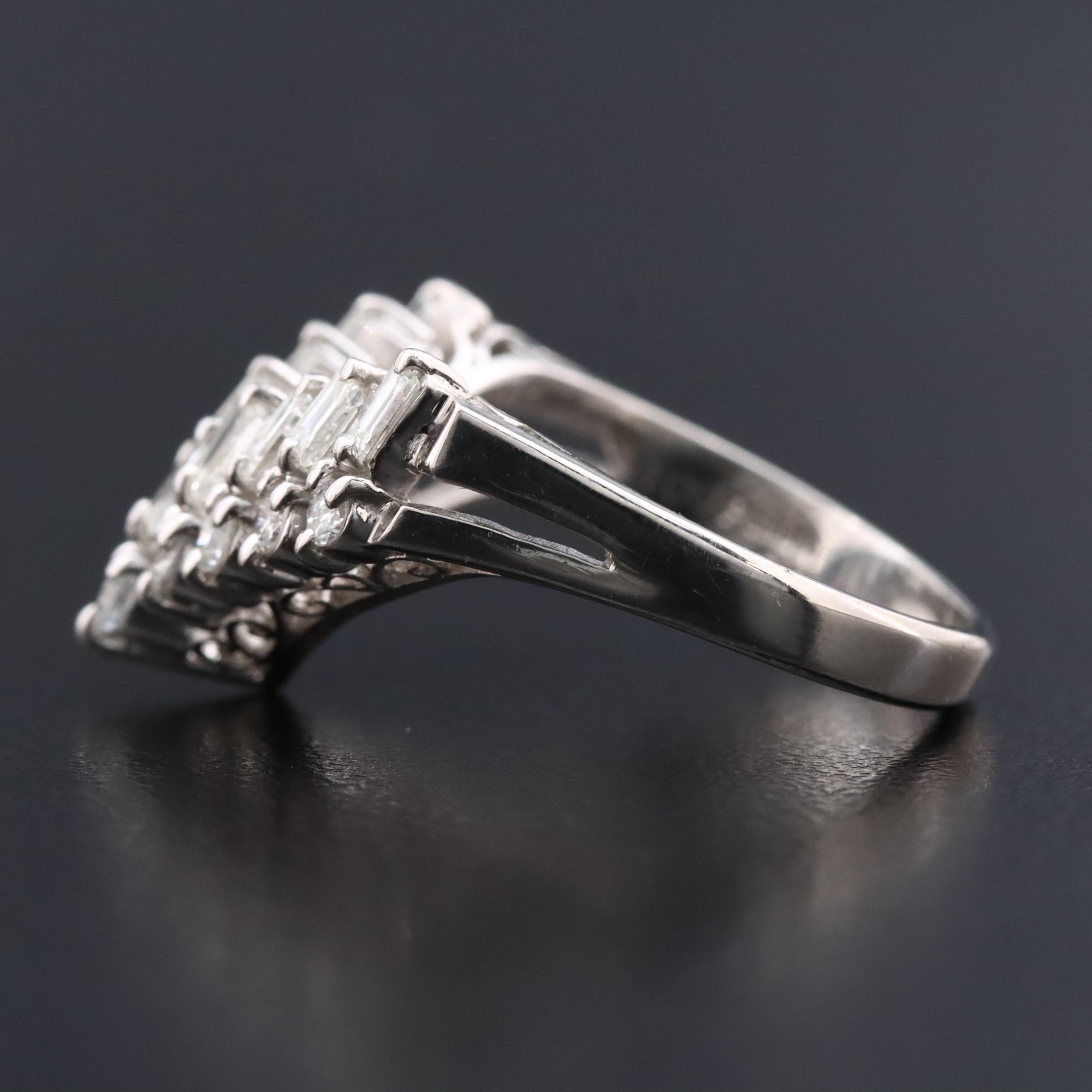 Platinum 1.00 CTW Diamond Chevron Ring